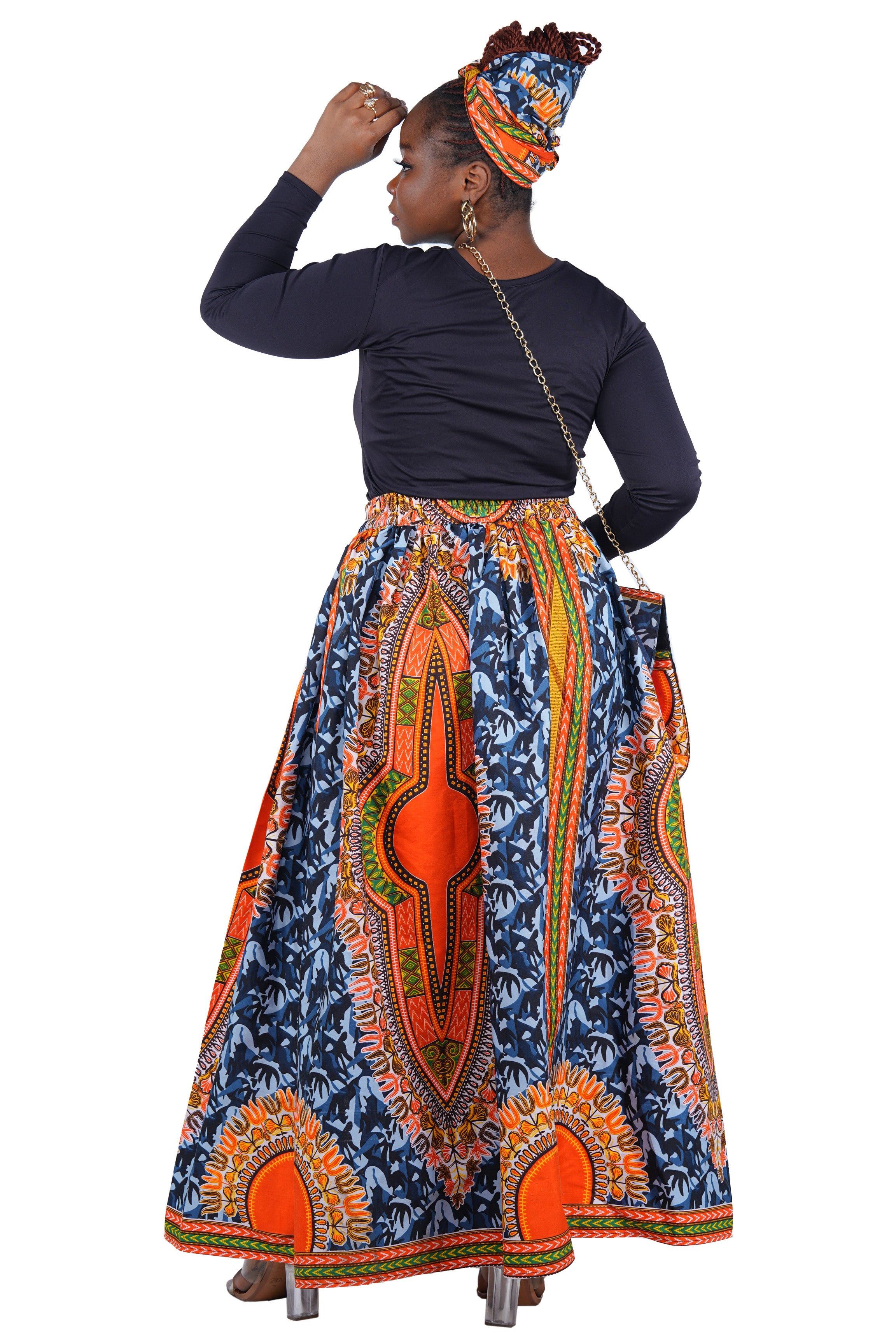 African Long Maxi Skirt With Handbag