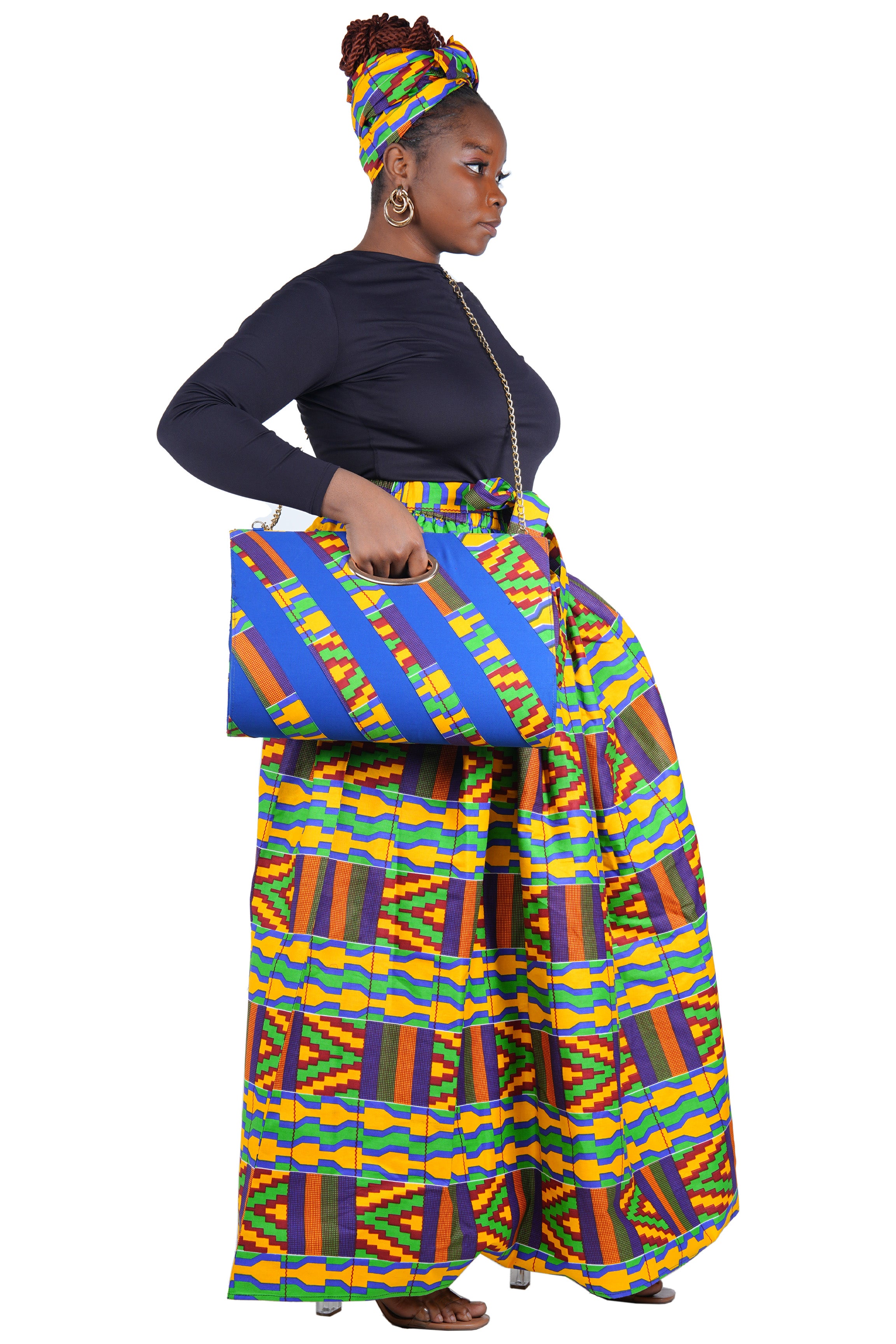 African Long Maxi Skirt With Handbag