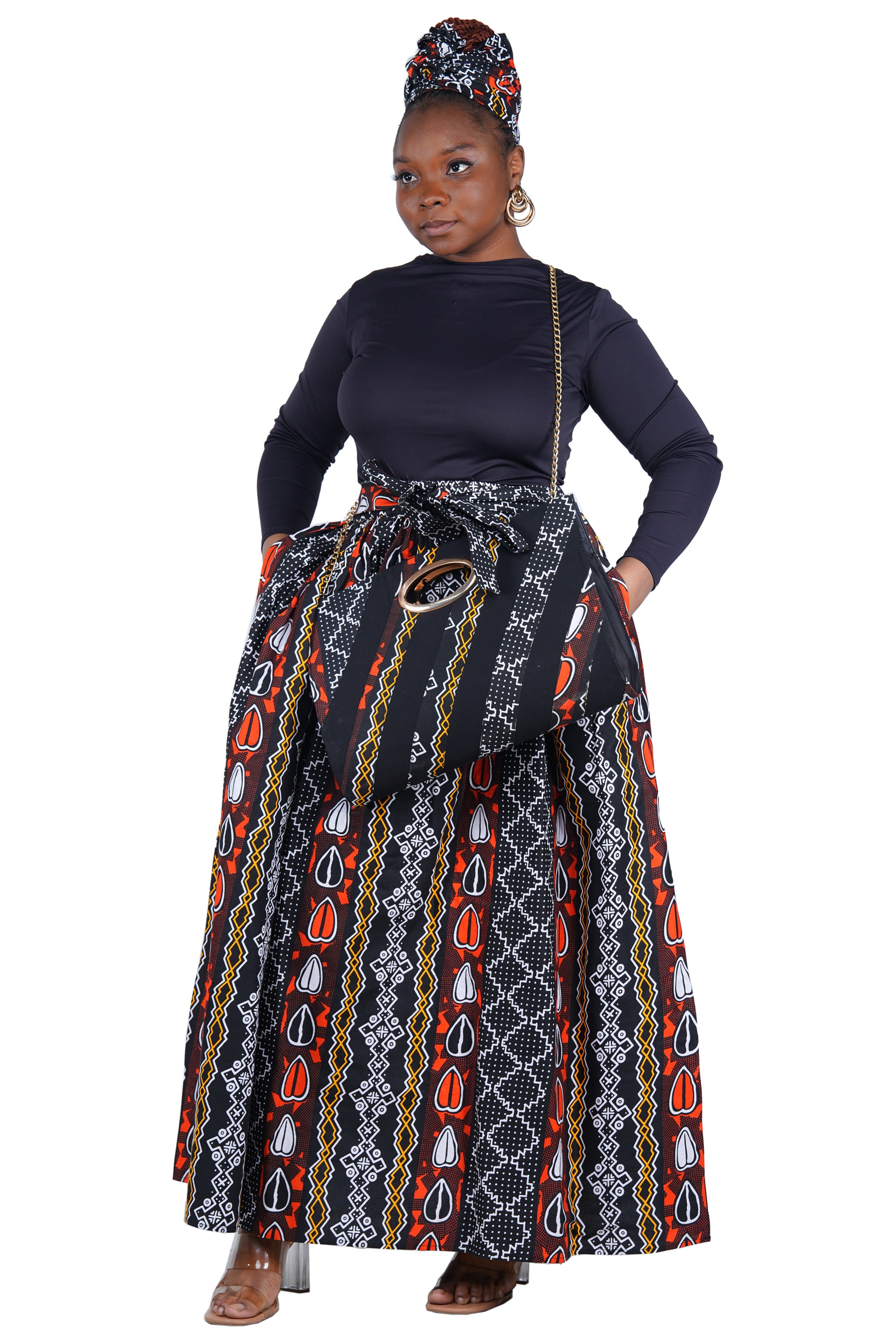 African Long Maxi Skirt With Handbag