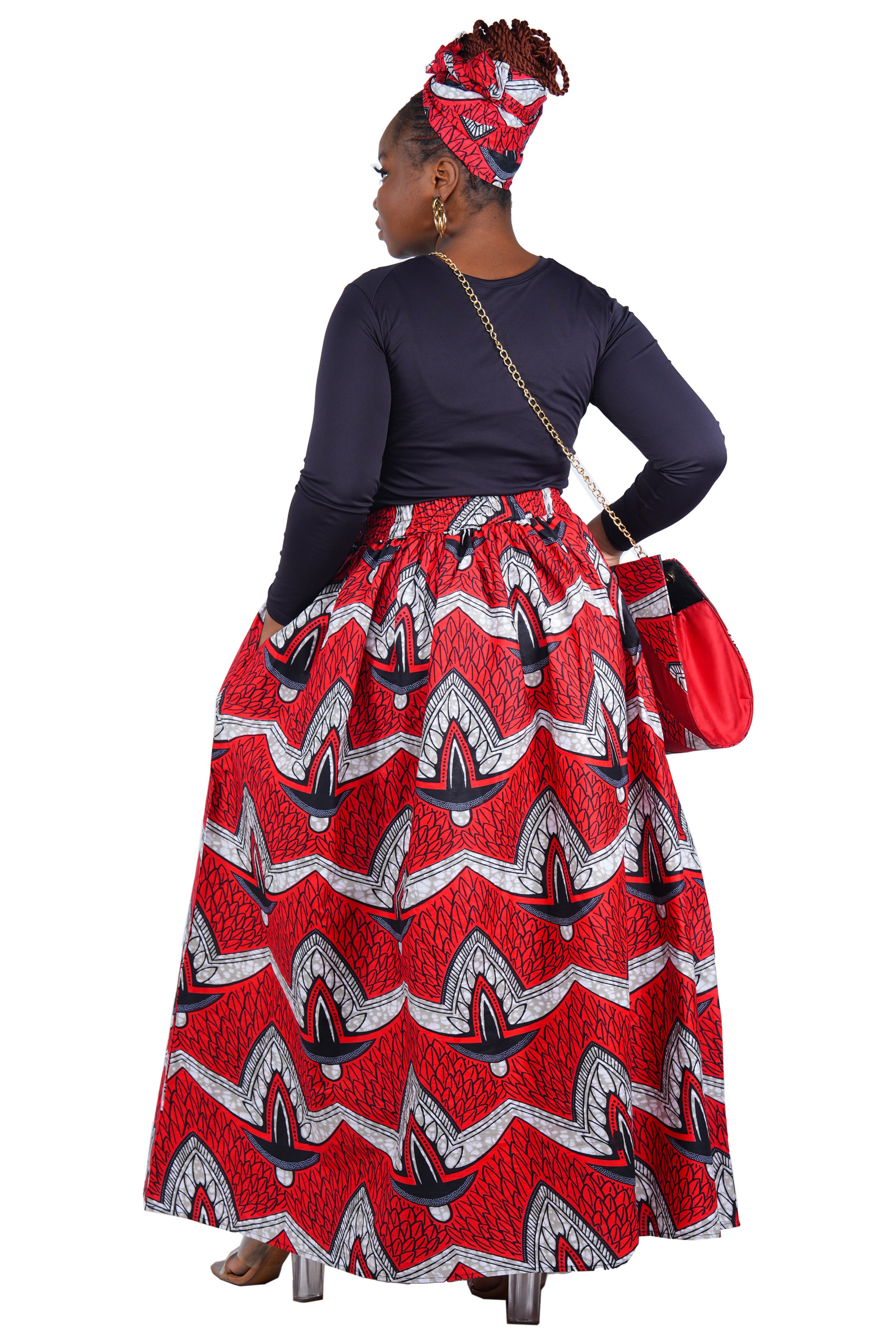 African Long Maxi Skirt With Handbag
