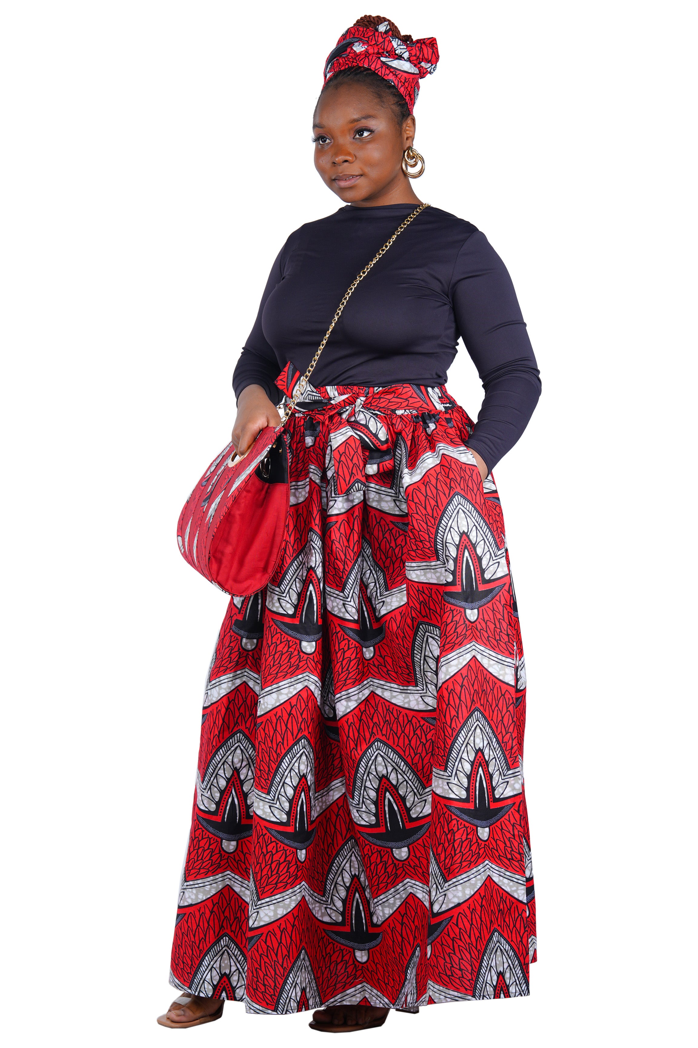 African Long Maxi Skirt With Handbag