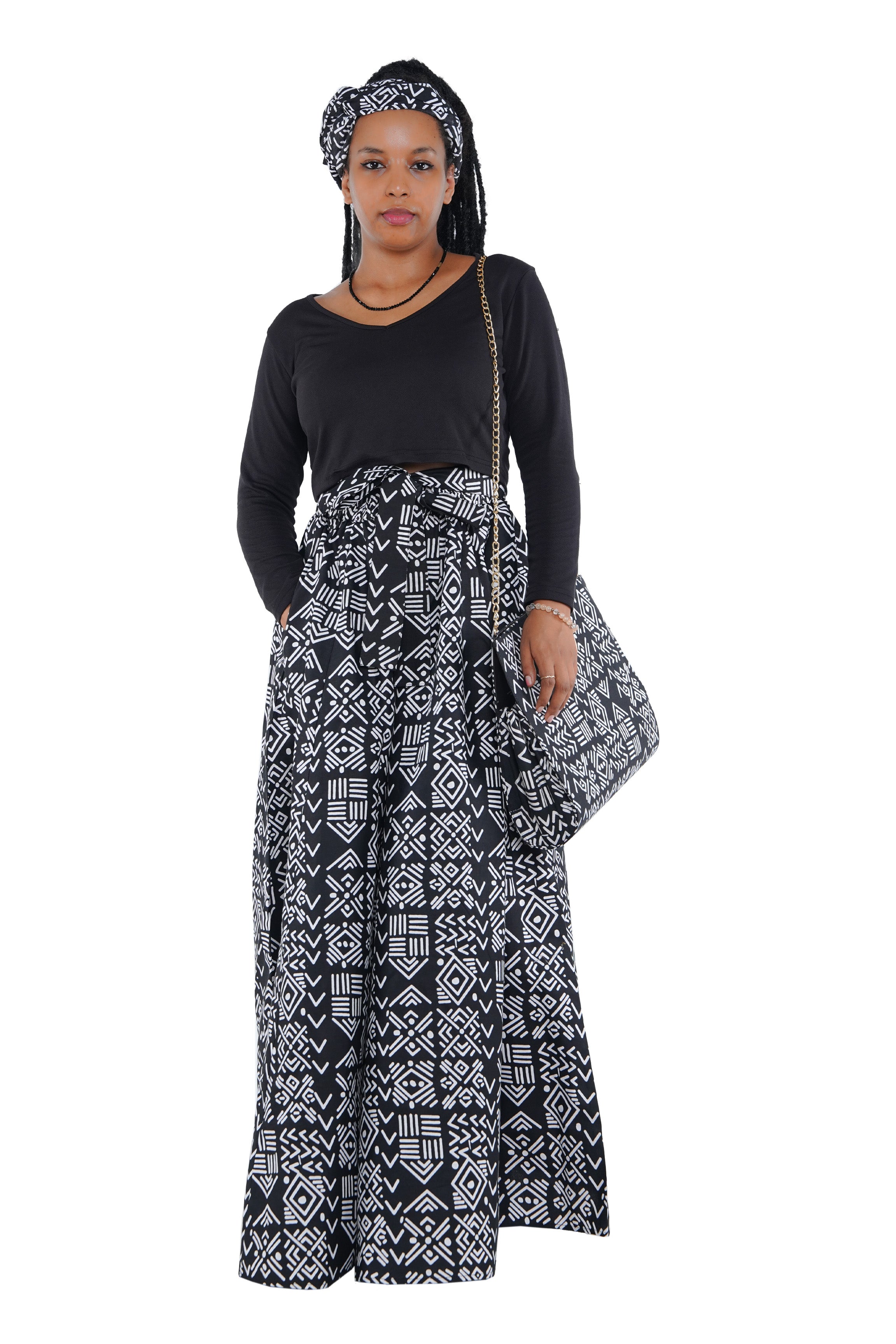 African Long Maxi Skirt With Handbag