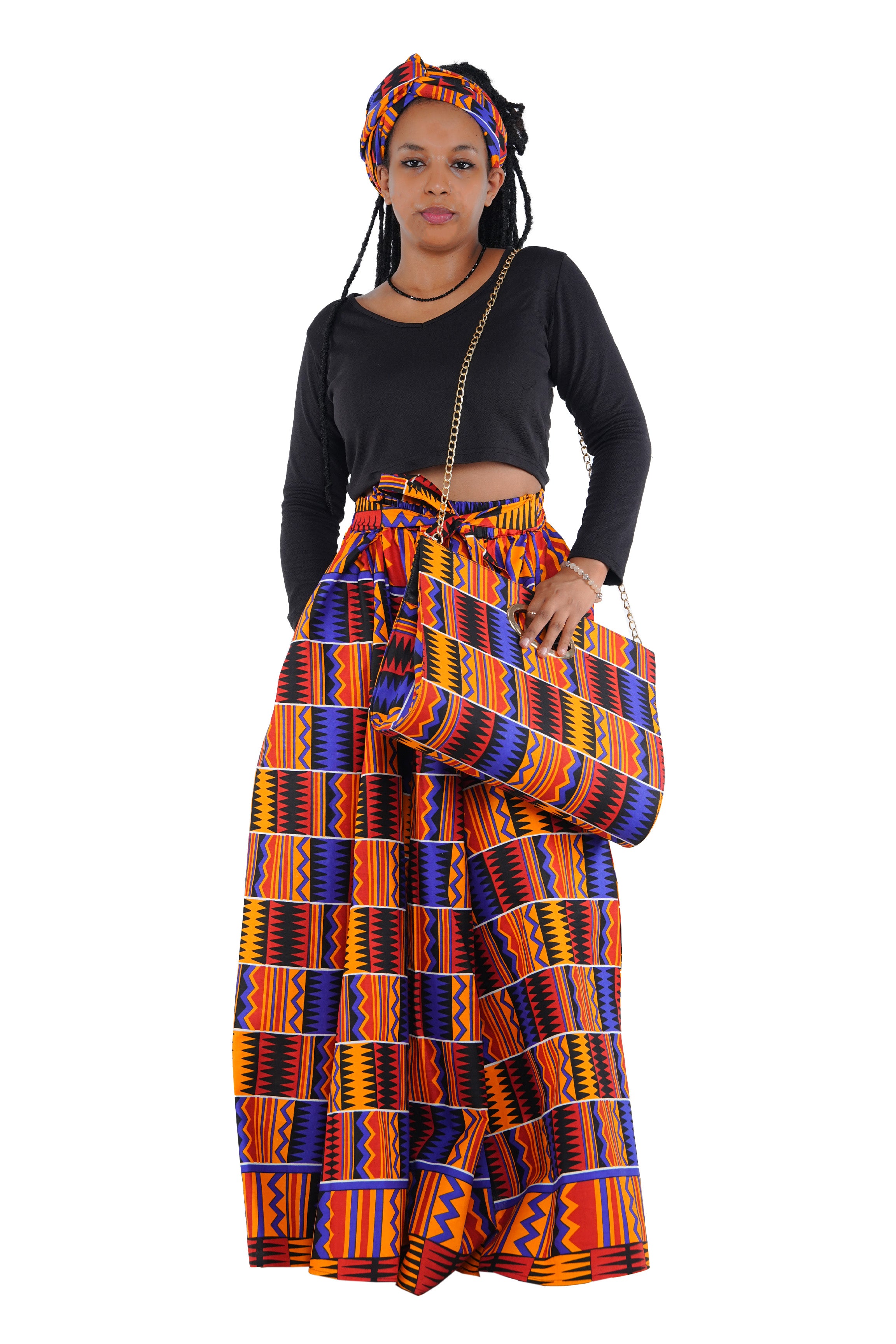 African Long Maxi Skirt With Handbag