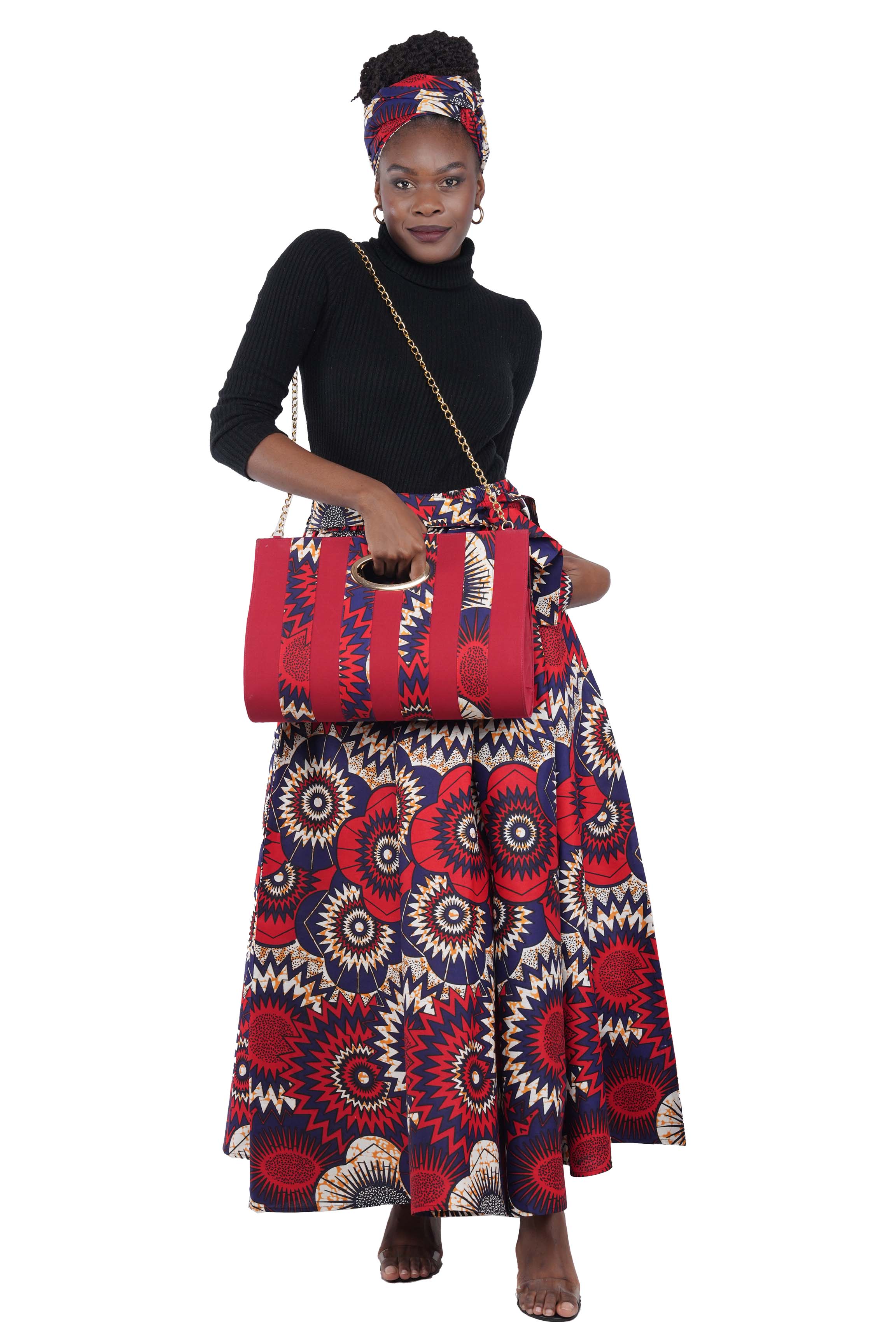 African Long Maxi Skirt With Handbag