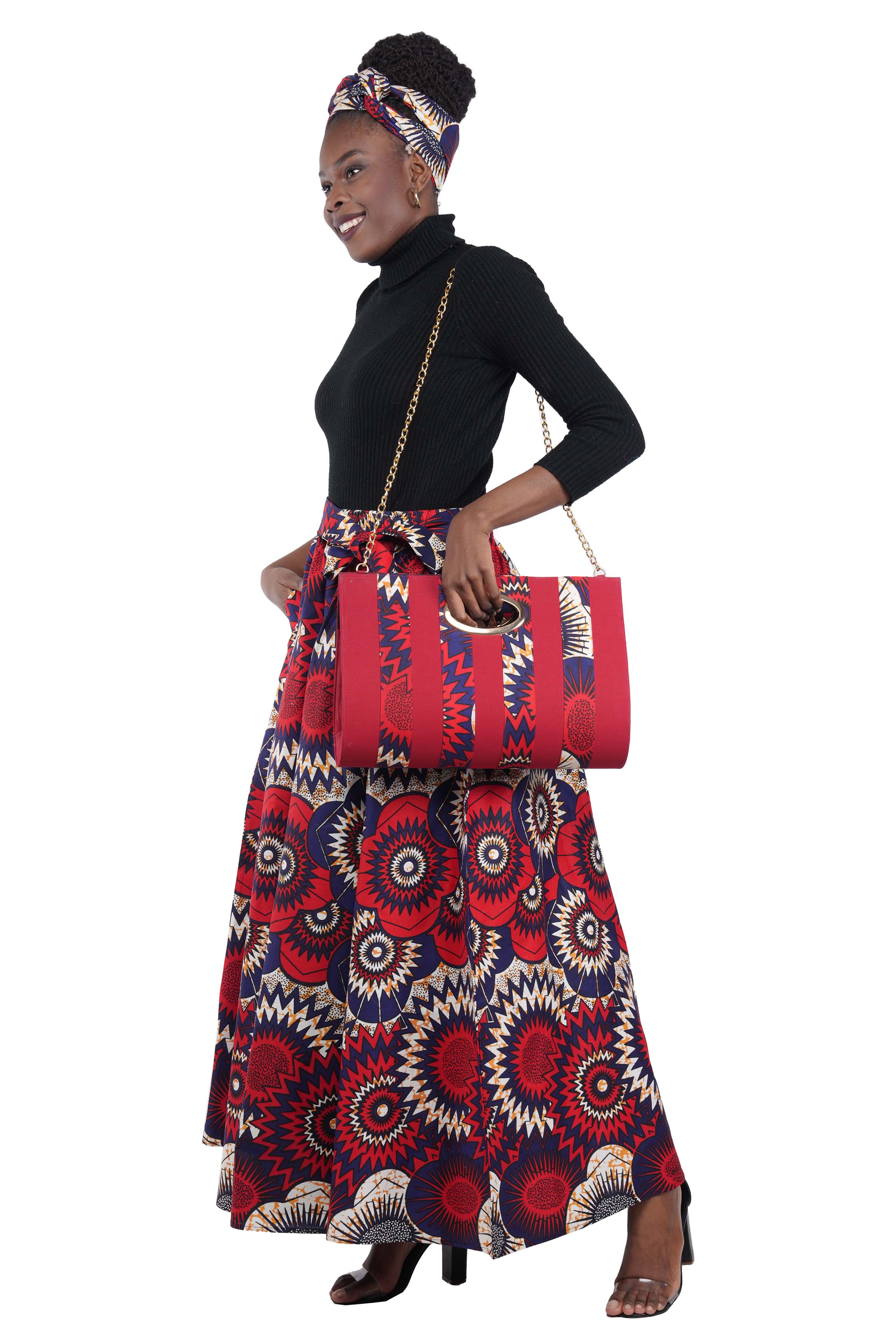 African Long Maxi Skirt With Handbag