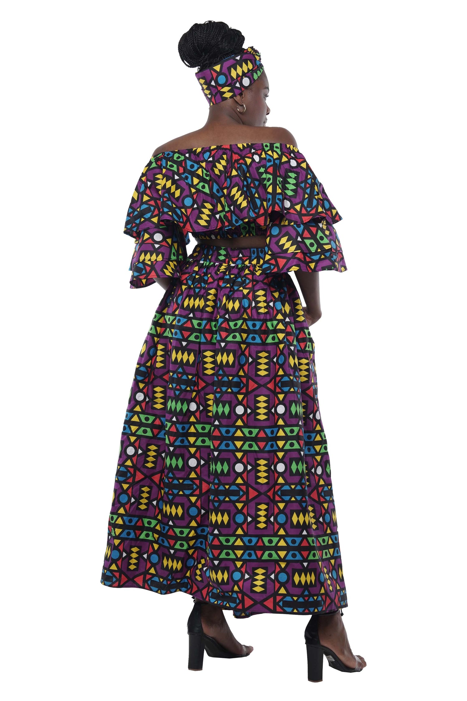 African Crop Top and Slit Skirt Set