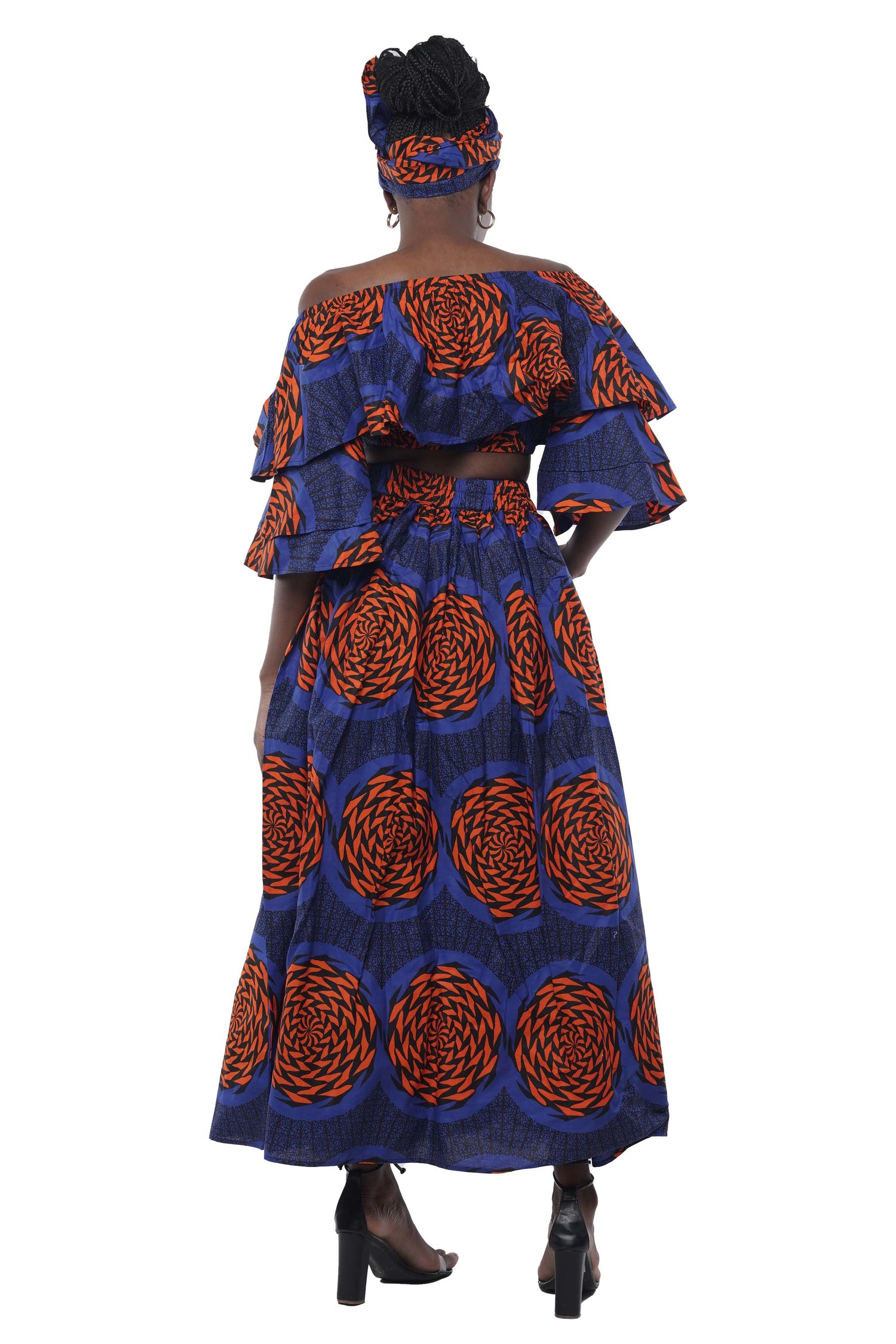 African Crop Top and Slit Skirt Set