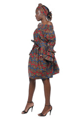 African off-the-shoulder midi dress with belt and headwrap
Afrocentric cotton midi dress with pockets
African attire for women – tribal print midi dress
African dresses for women