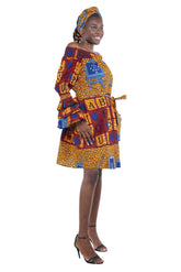 African off-the-shoulder midi dress with belt and headwrap
Afrocentric cotton midi dress with pockets
African attire for women – tribal print midi dress
African dresses for women