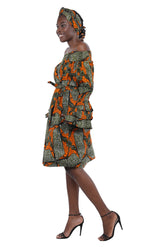 African off-the-shoulder midi dress with belt and headwrap
Afrocentric cotton midi dress with pockets
African attire for women – tribal print midi dress
African dresses for women