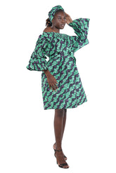African off-the-shoulder midi dress with belt and headwrap
Afrocentric cotton midi dress with pockets
African attire for women – tribal print midi dress
African dresses for women