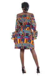 African off-the-shoulder midi dress with belt and headwrap
Afrocentric cotton midi dress with pockets
African attire for women – tribal print midi dress
African dresses for women