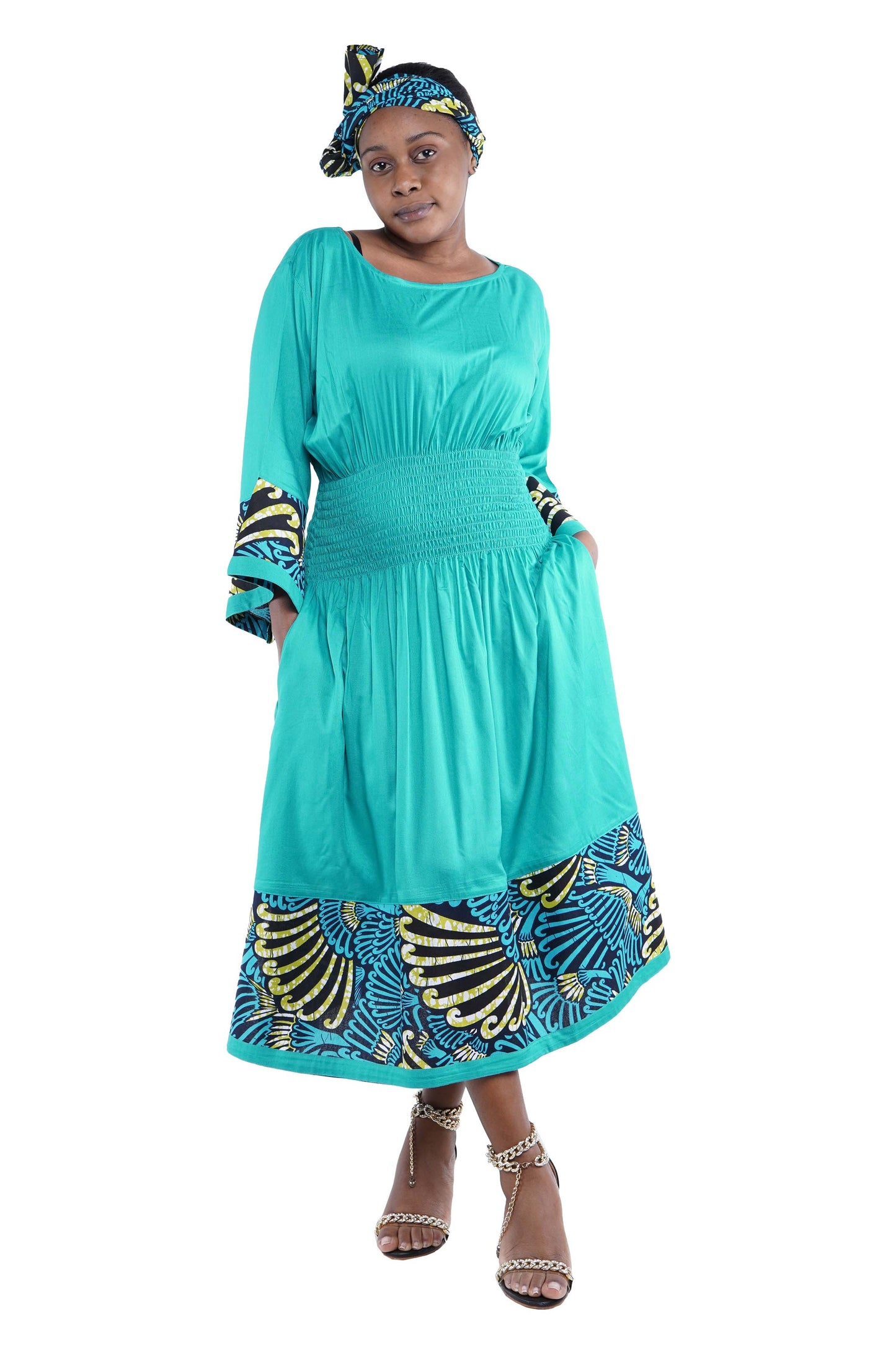 African Trim Midi Dress