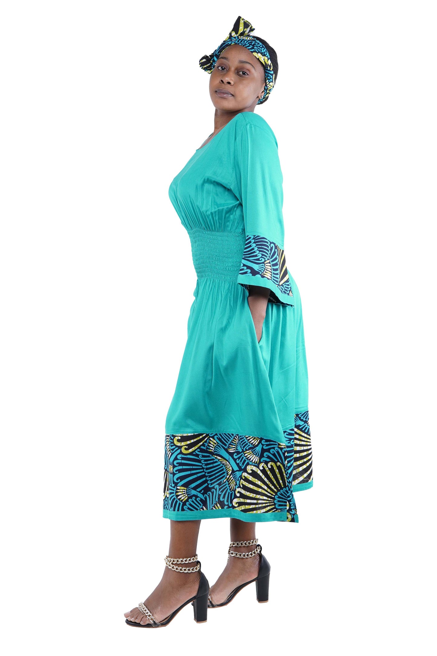 African Trim Midi Dress