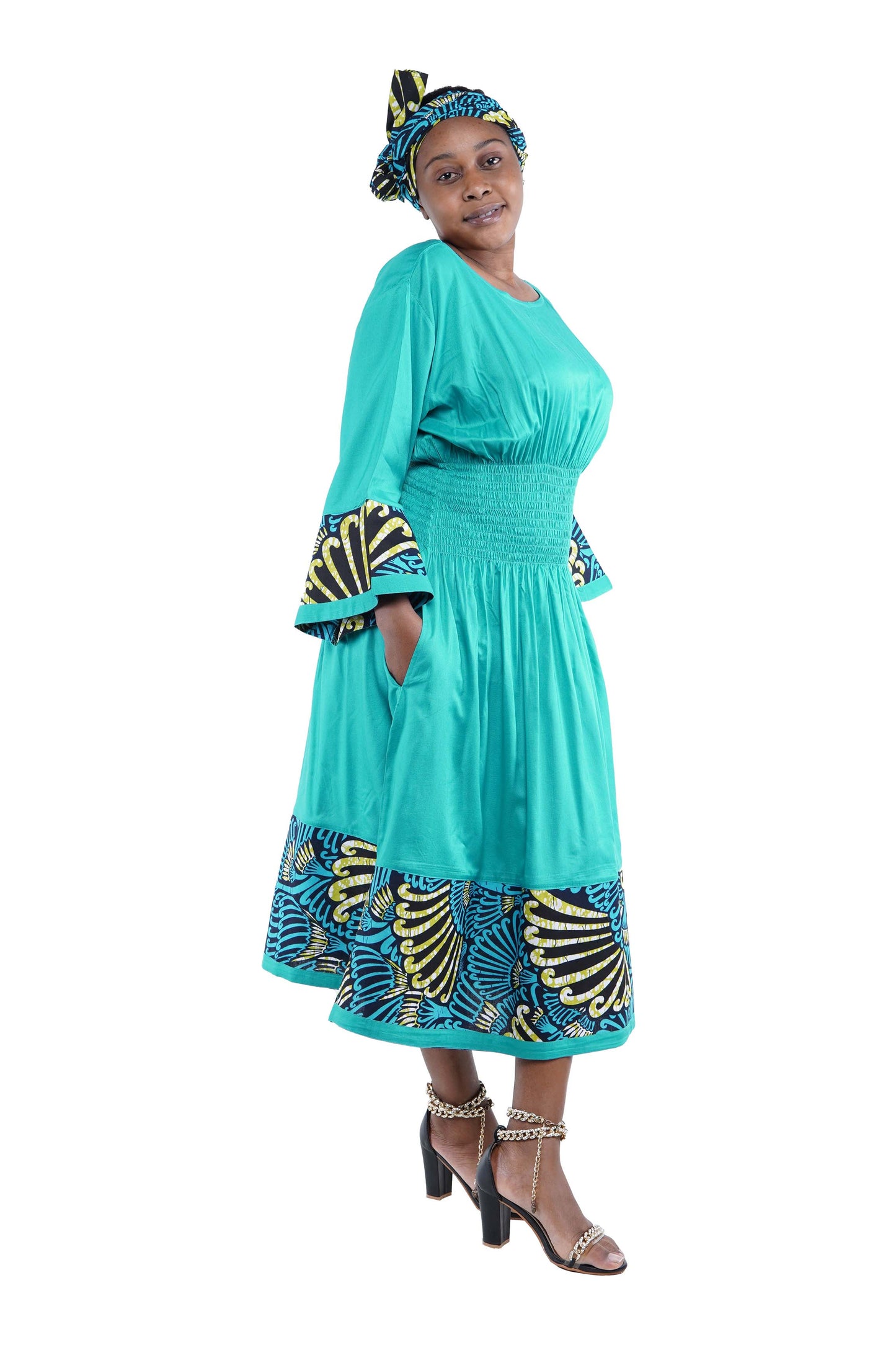 African Trim Midi Dress