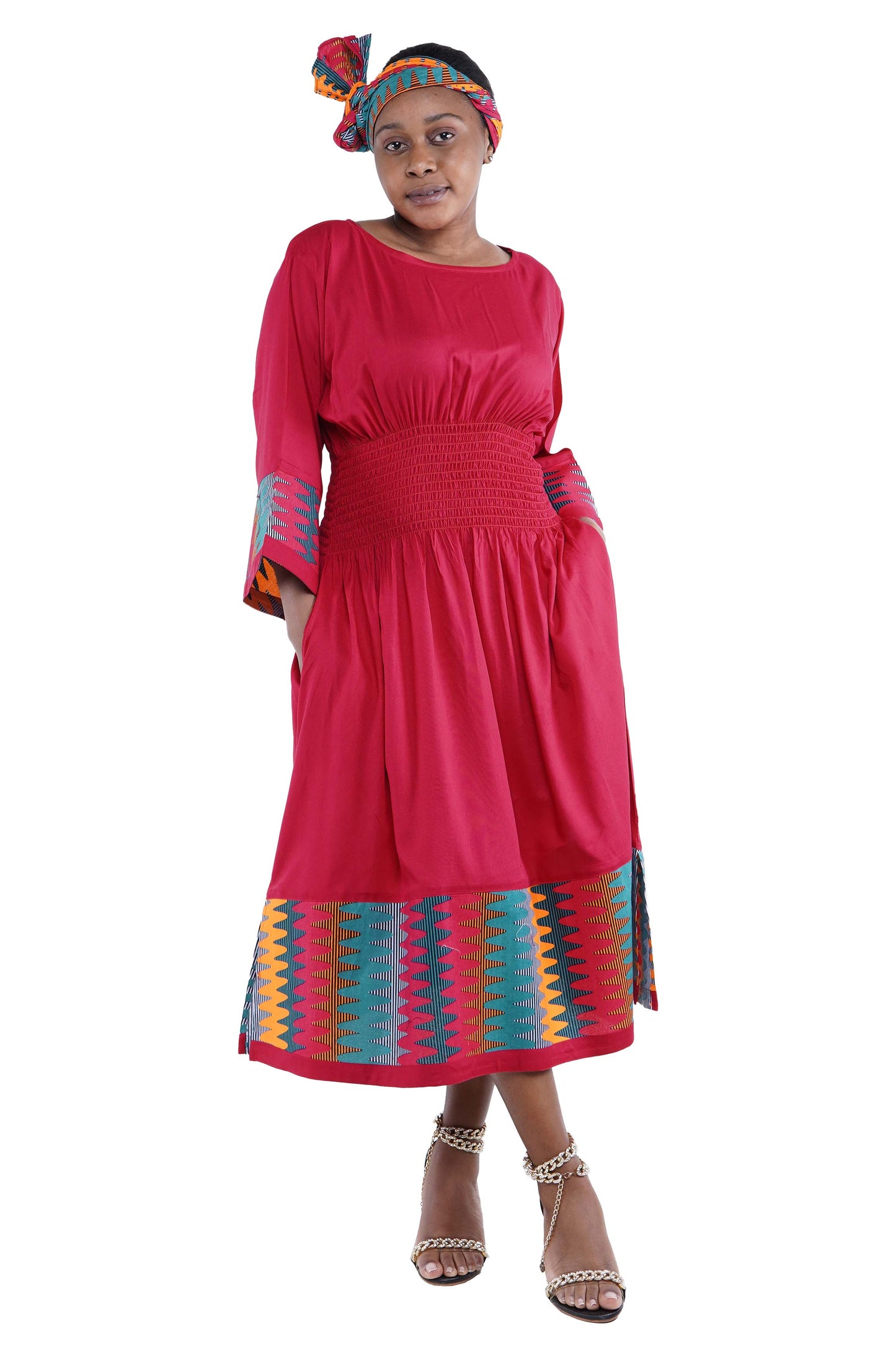 African Trim Midi Dress