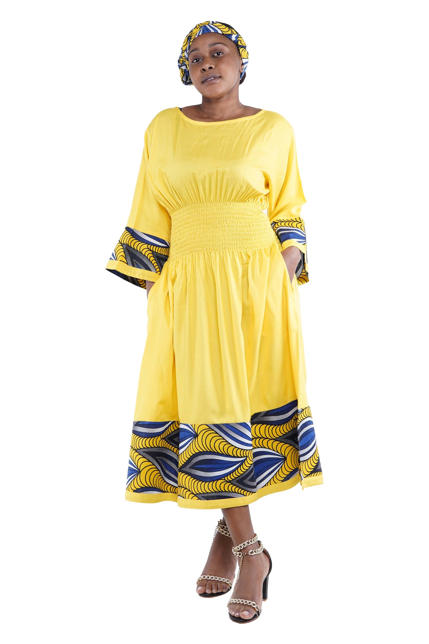 African Trim Midi Dress