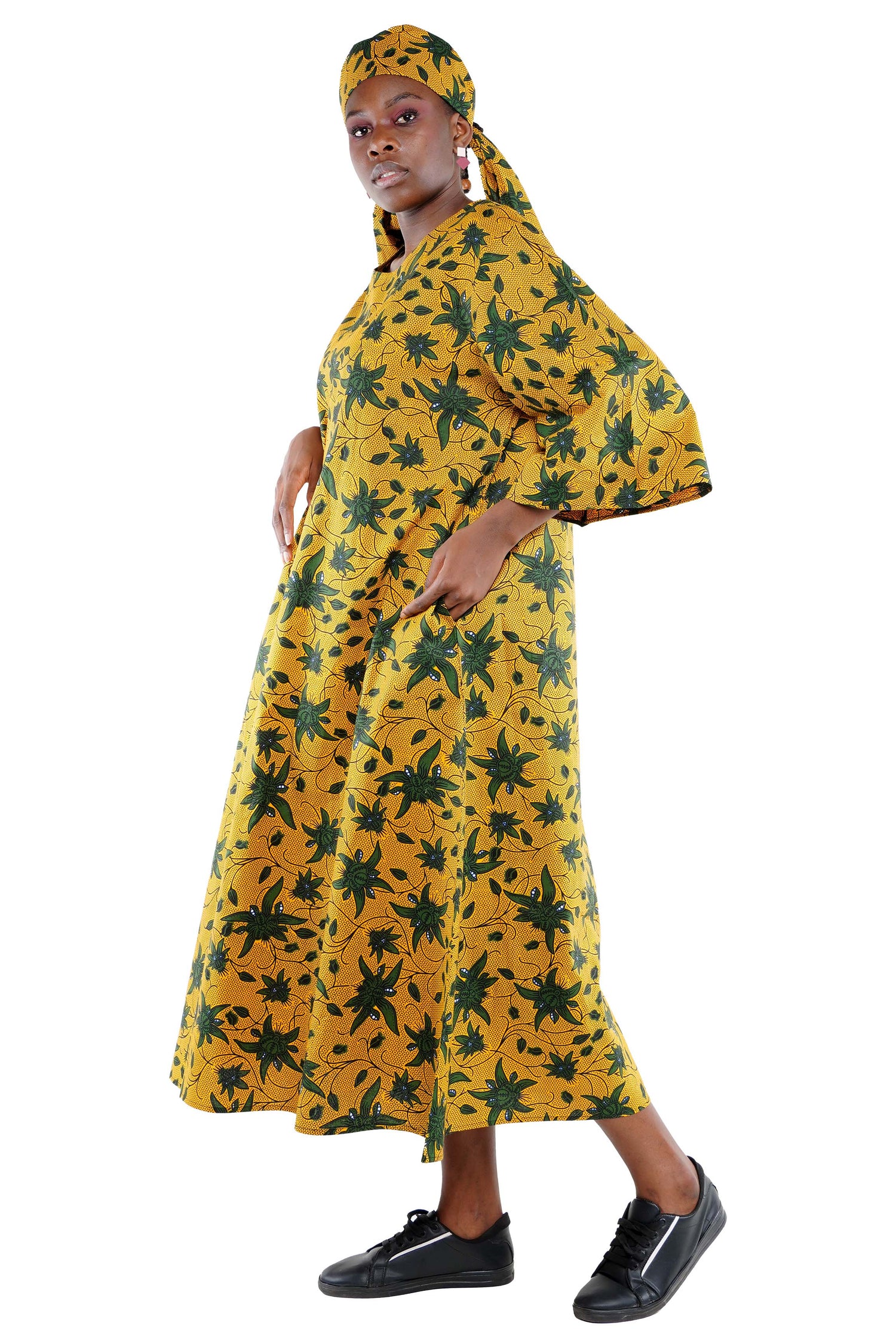 Ankara Long Umbrella Dress | One Size & Plus Size