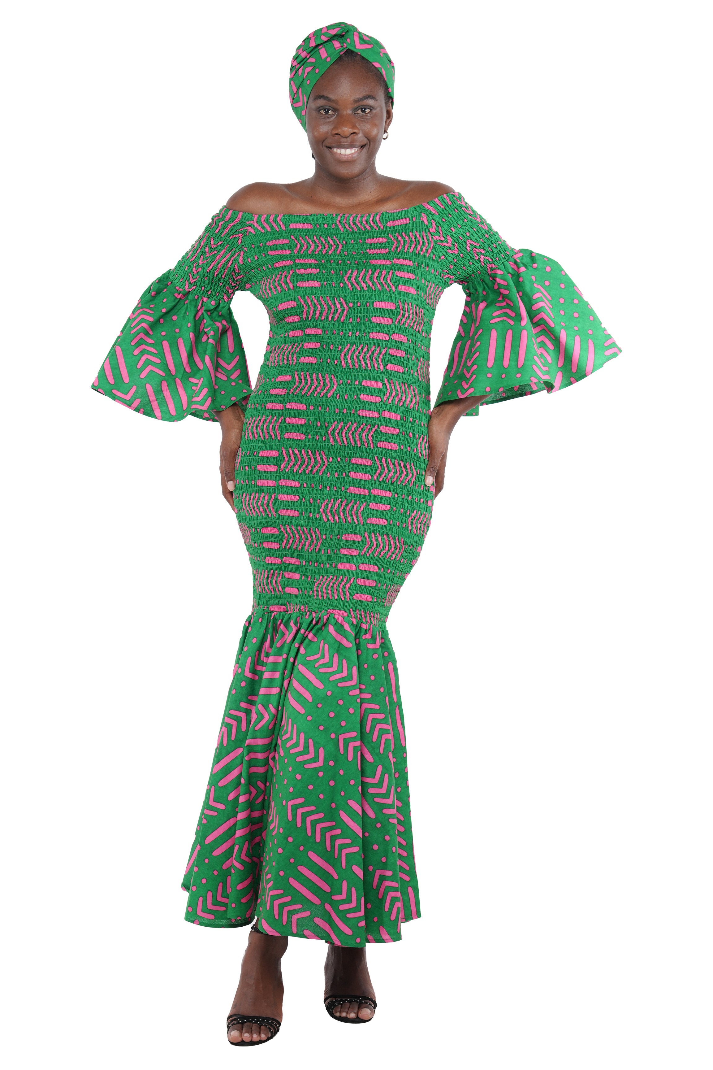 African Long Smoked Mermaid/Fish Tail Dress