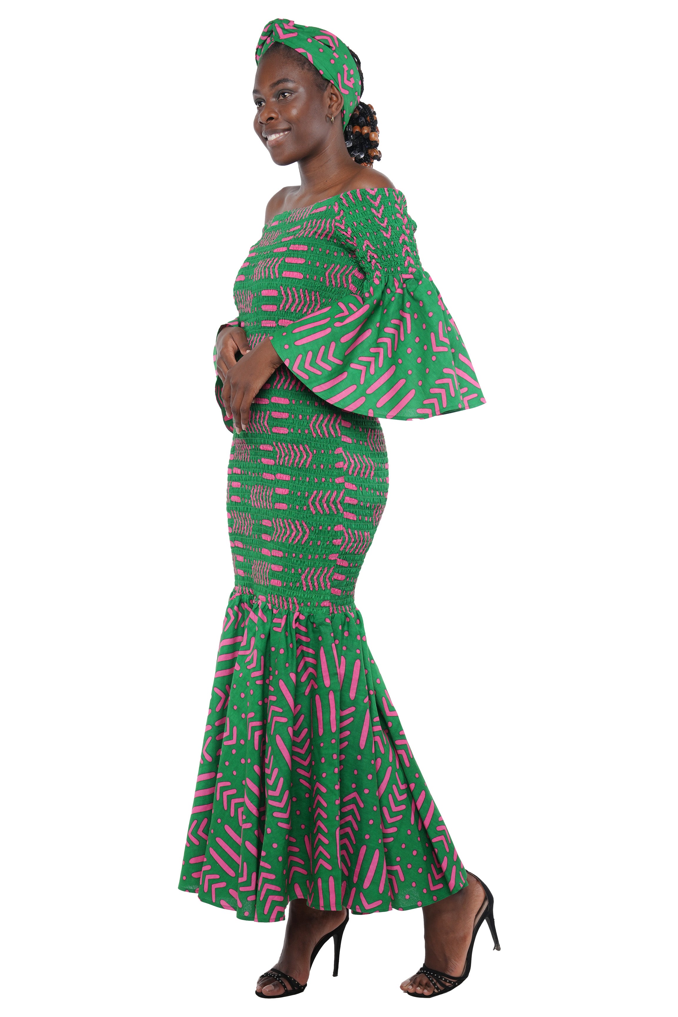 African Long Smoked Mermaid/Fish Tail Dress