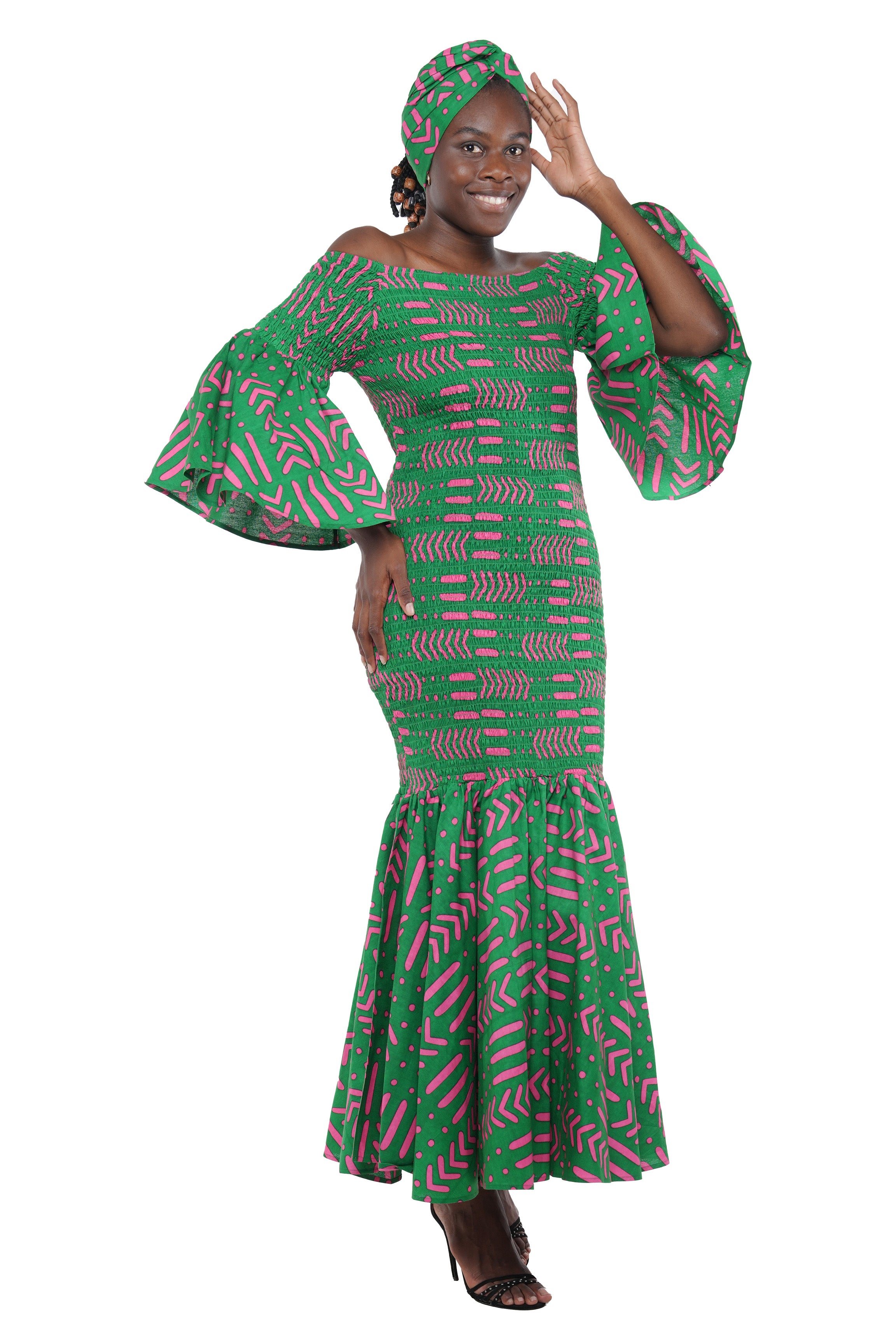 African Long Smoked Mermaid/Fish Tail Dress