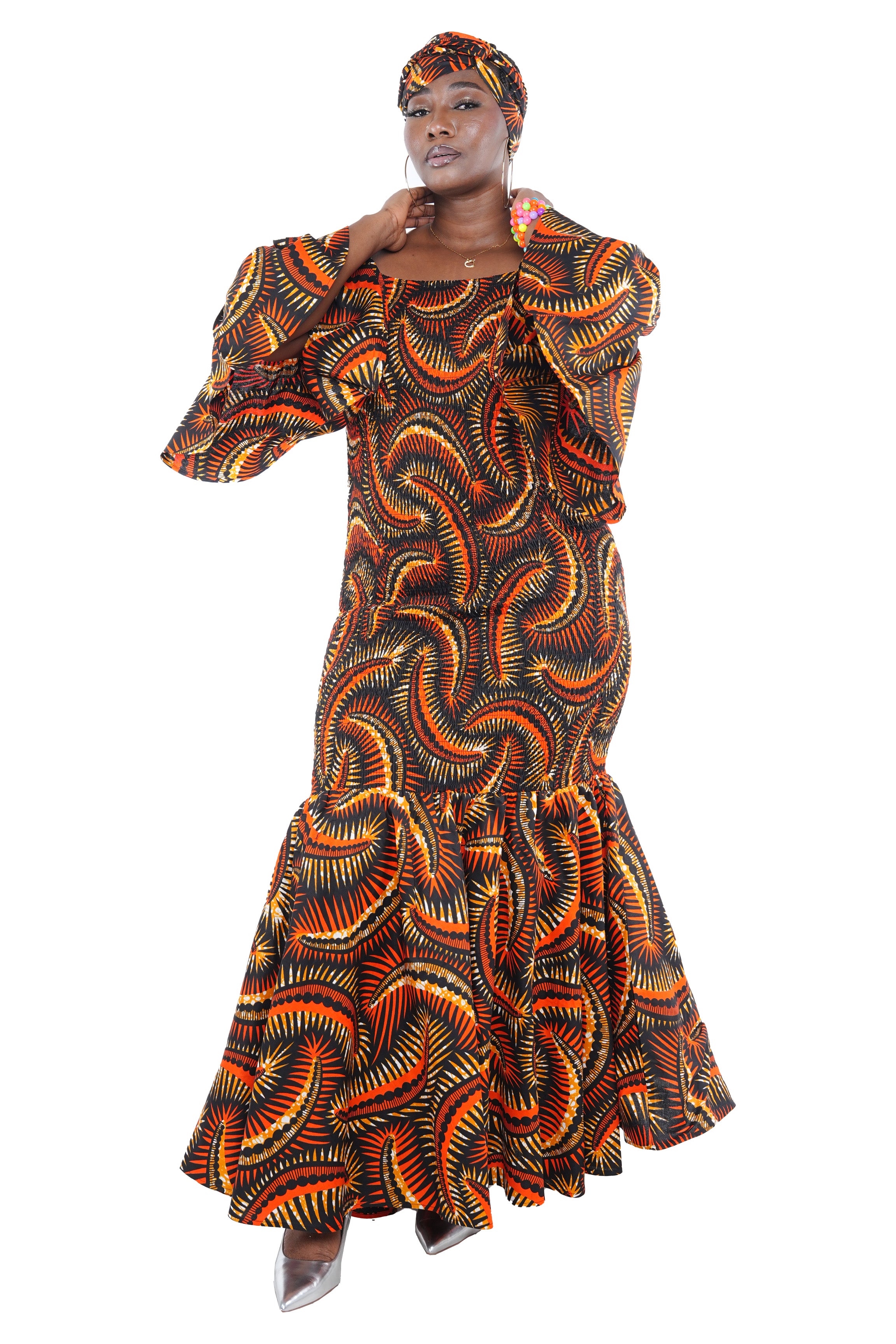 African Women Long Smoked Mermaid/Fish Tail Dress | One Size