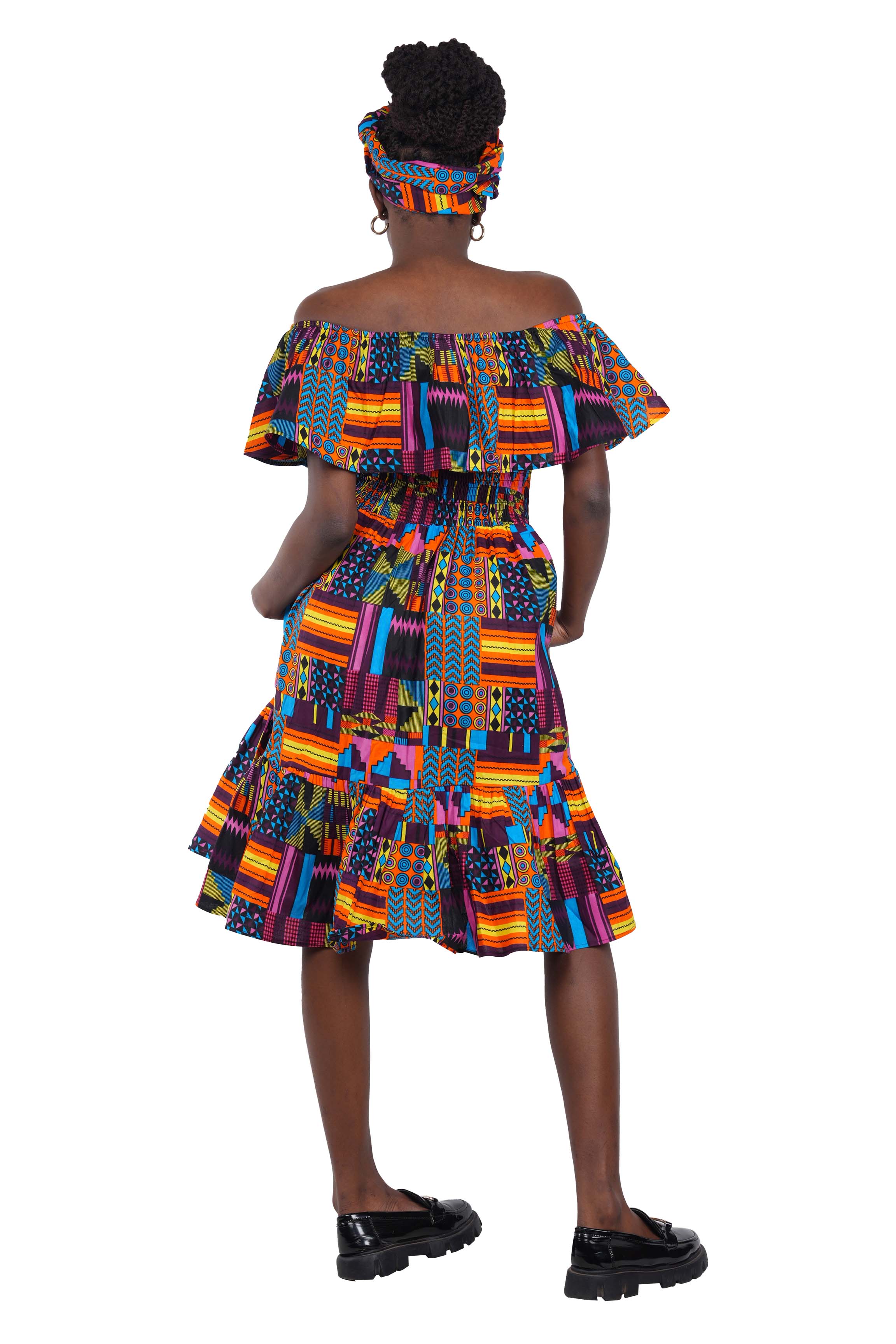 Kente Printed Fit and Flare Dress
