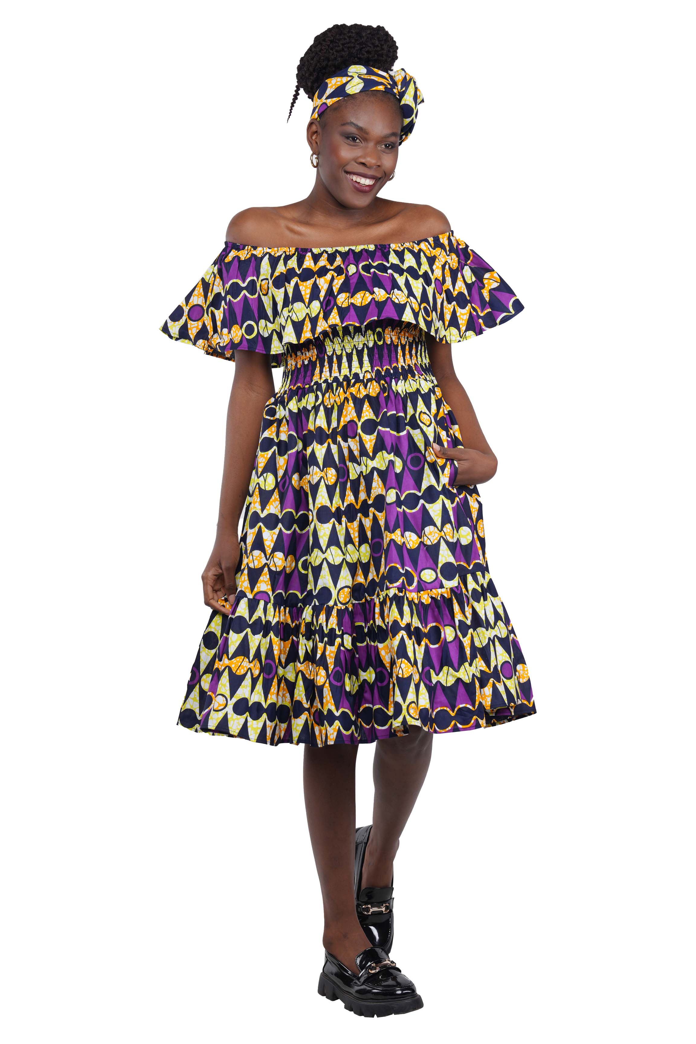 Kente Printed Fit and Flare Dress