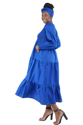 African smocked maxi tiered dress with long sleeves and headwrap
Cotton V-neck African maxi dress with pockets
Afrocentric long sleeve tiered dress one size fits most
African dresses for women