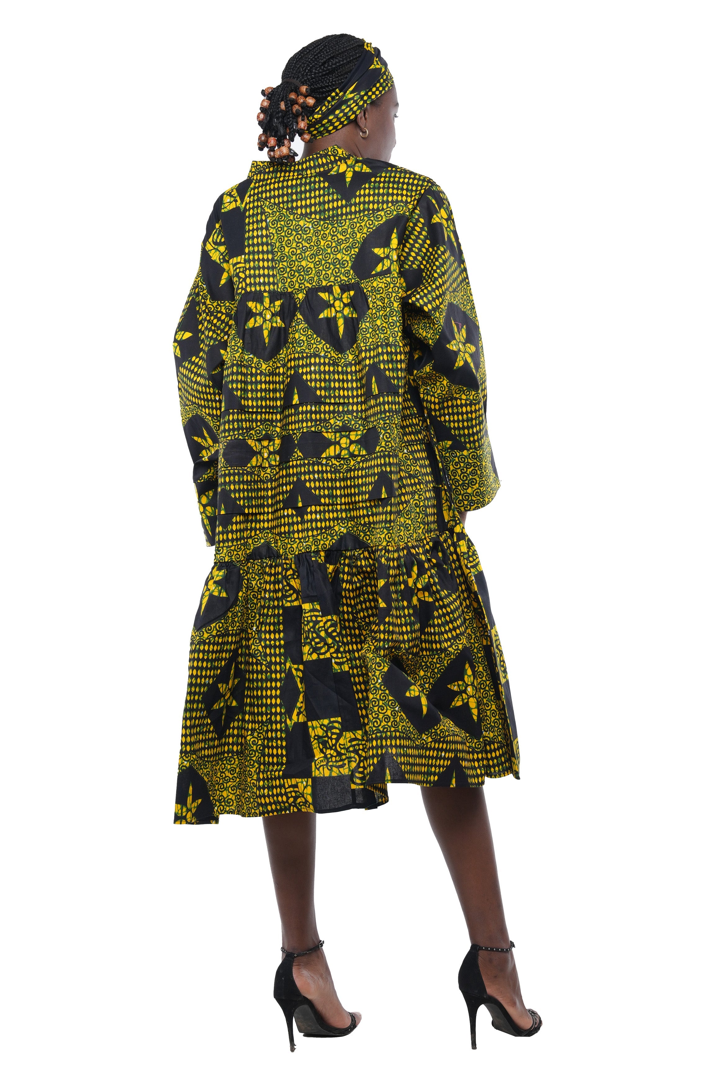 Ankara V Neck Midi Dress