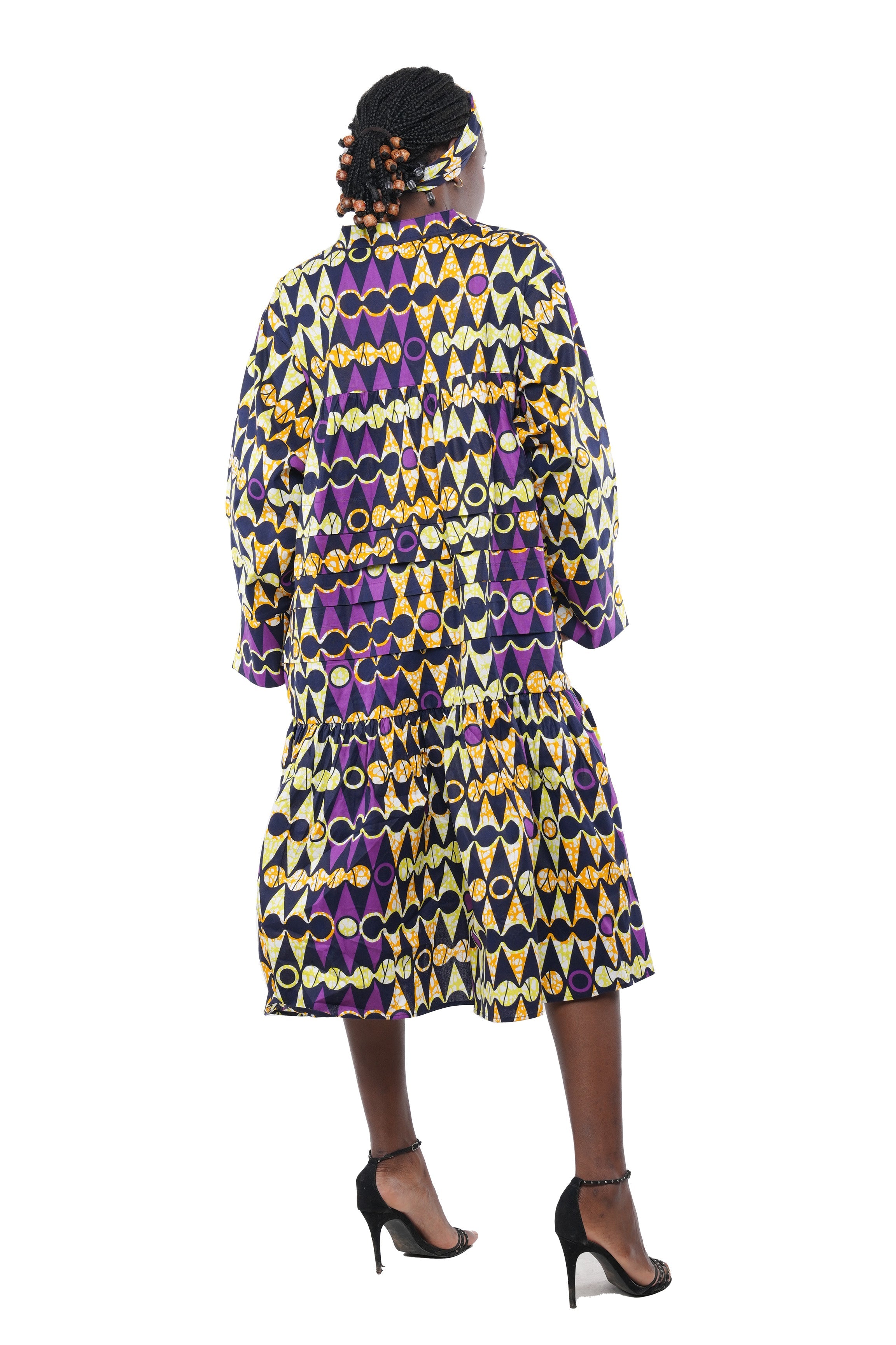 Ankara V Neck Midi Dress