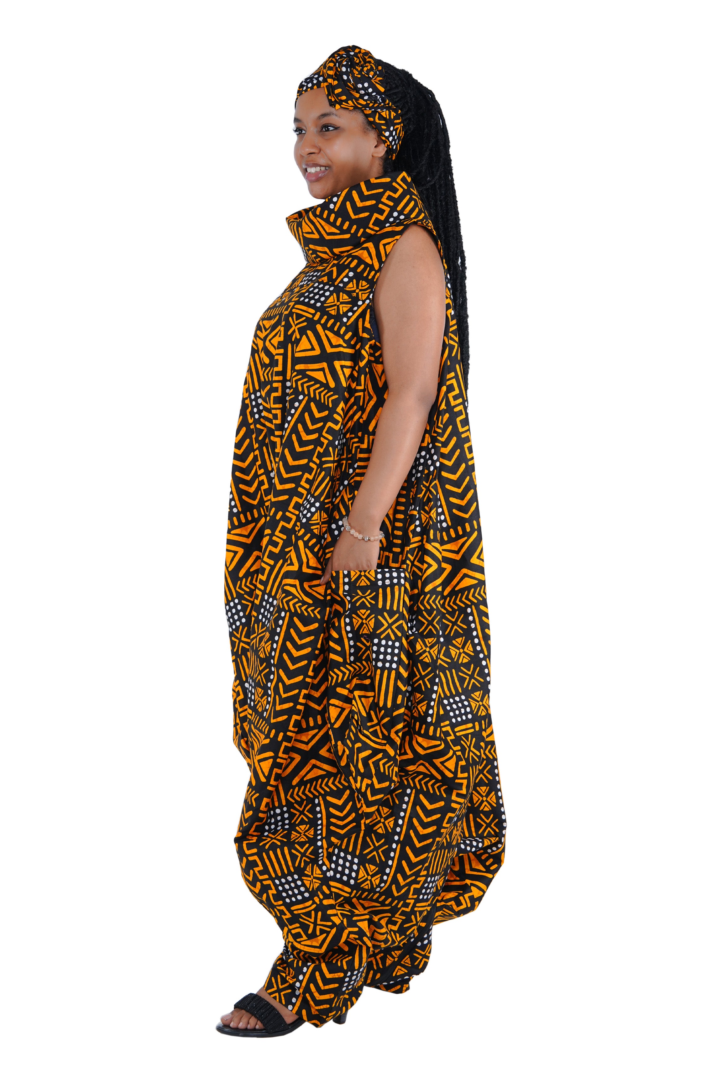 African Long High Neck Jumpsuit