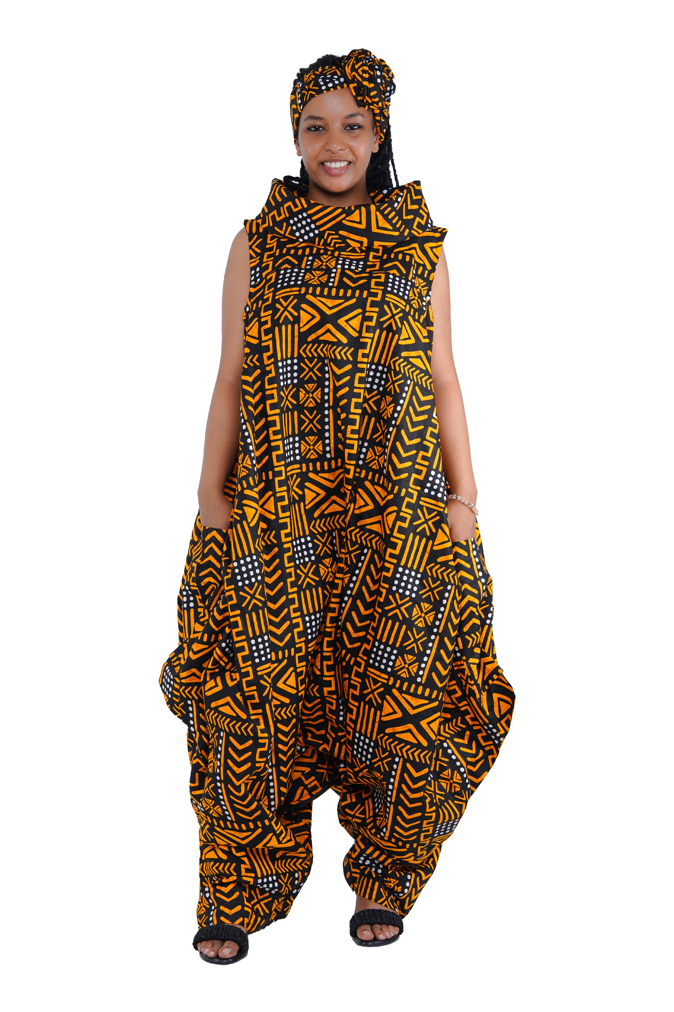 African Long High Neck Jumpsuit
