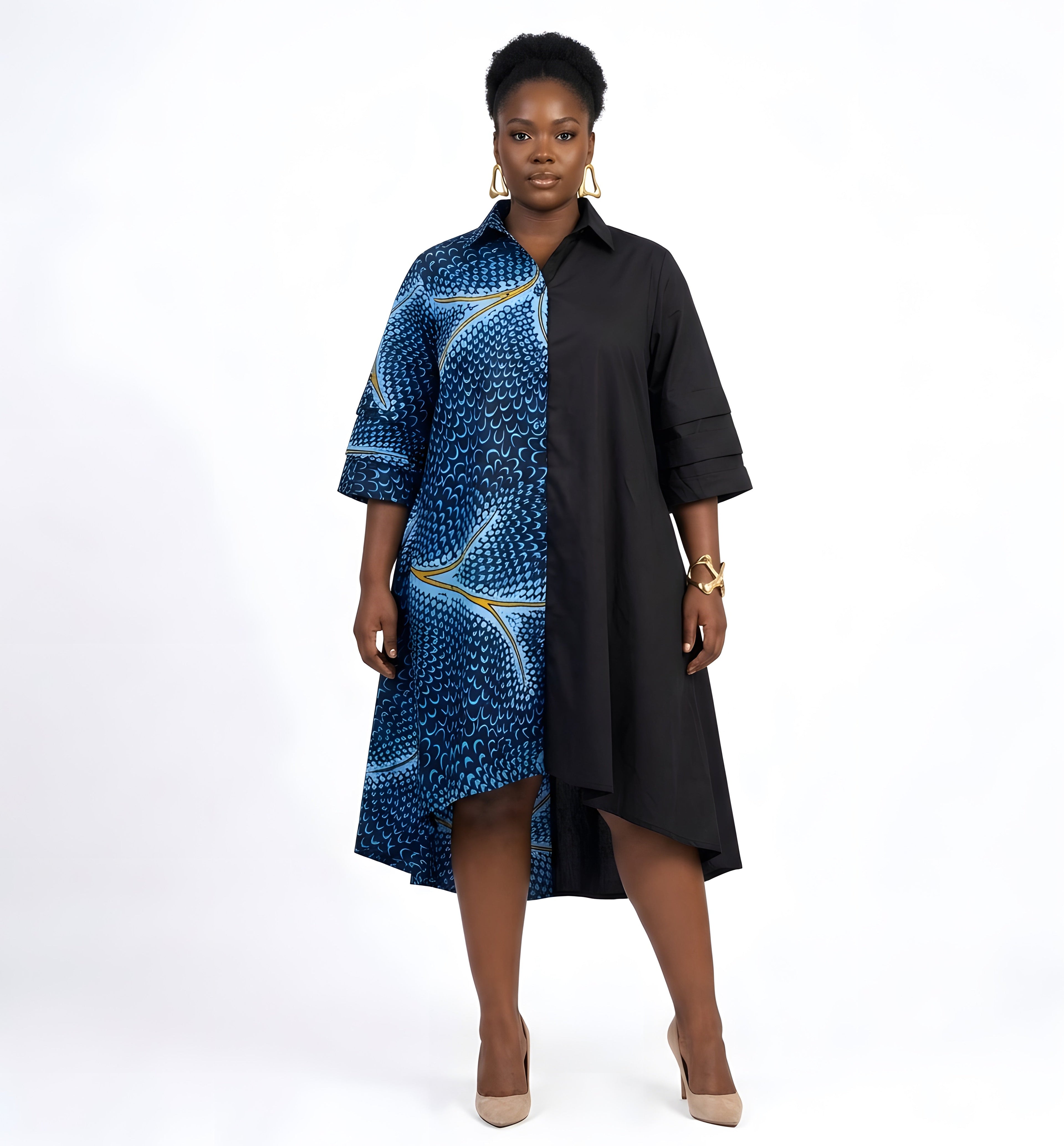 African Accent High Low Swing Dress | One Size
