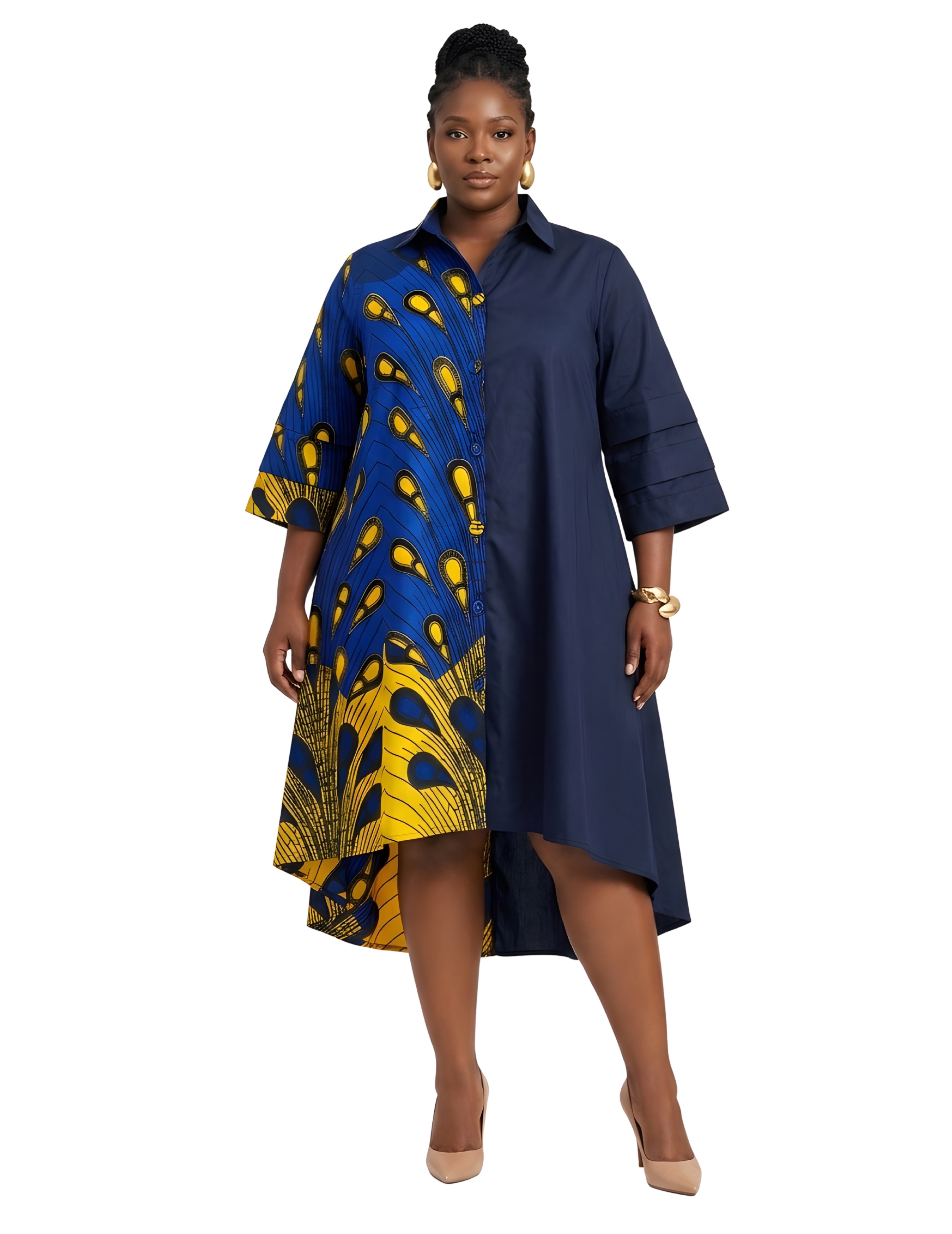African Accent High Low Swing Dress | One Size