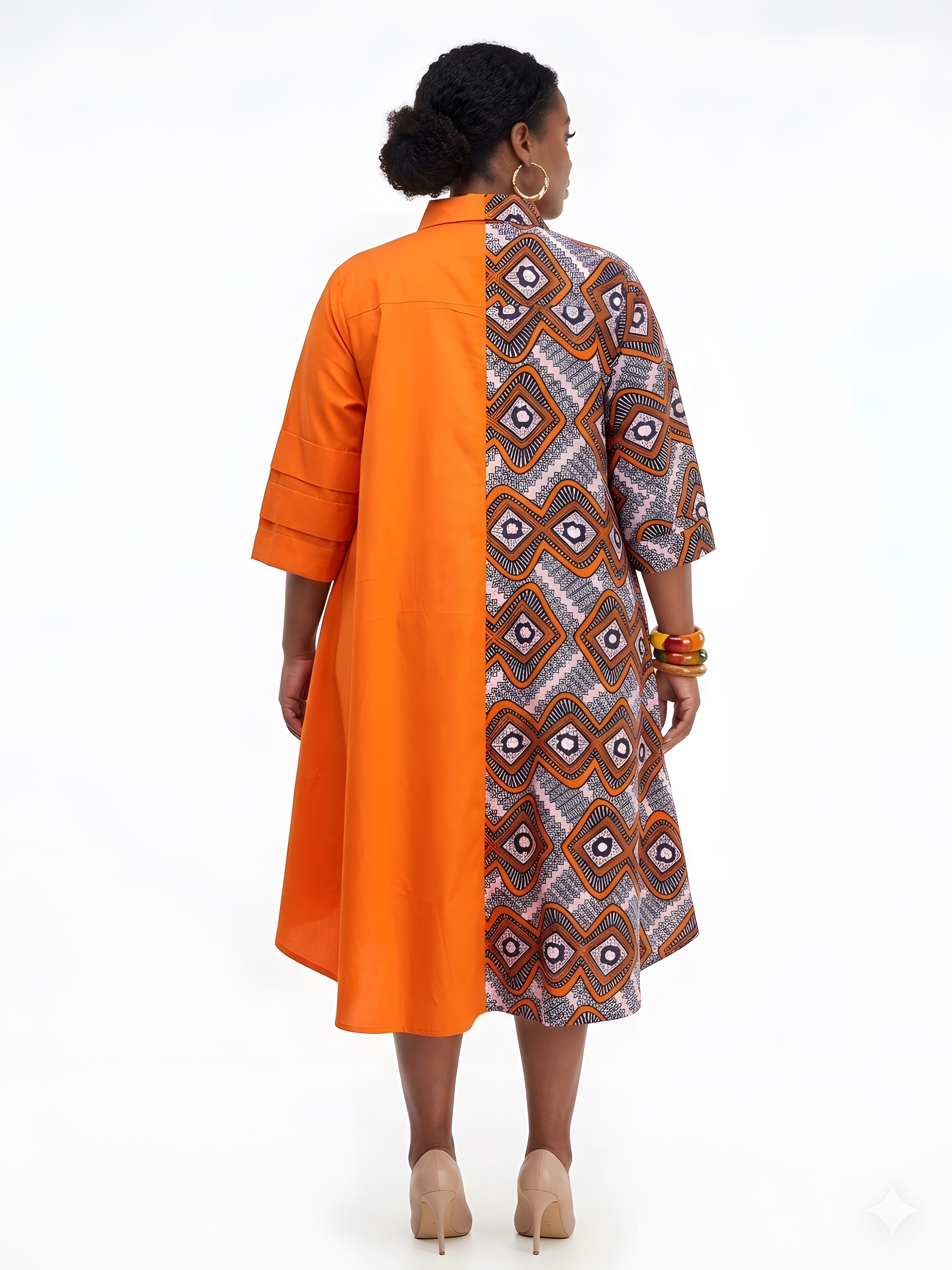 African Accent High Low Swing Dress | One Size