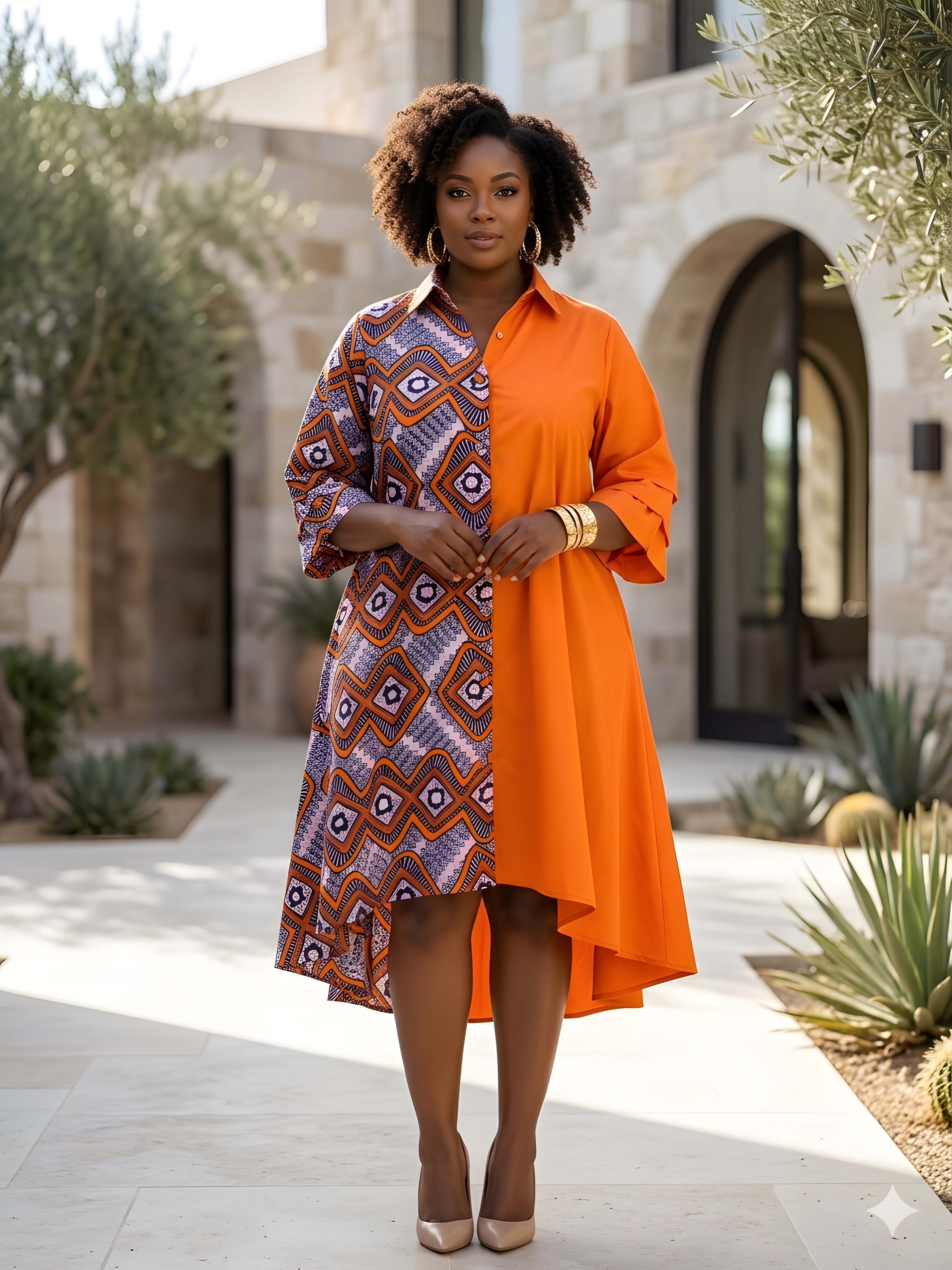 African Accent High Low Swing Dress | One Size