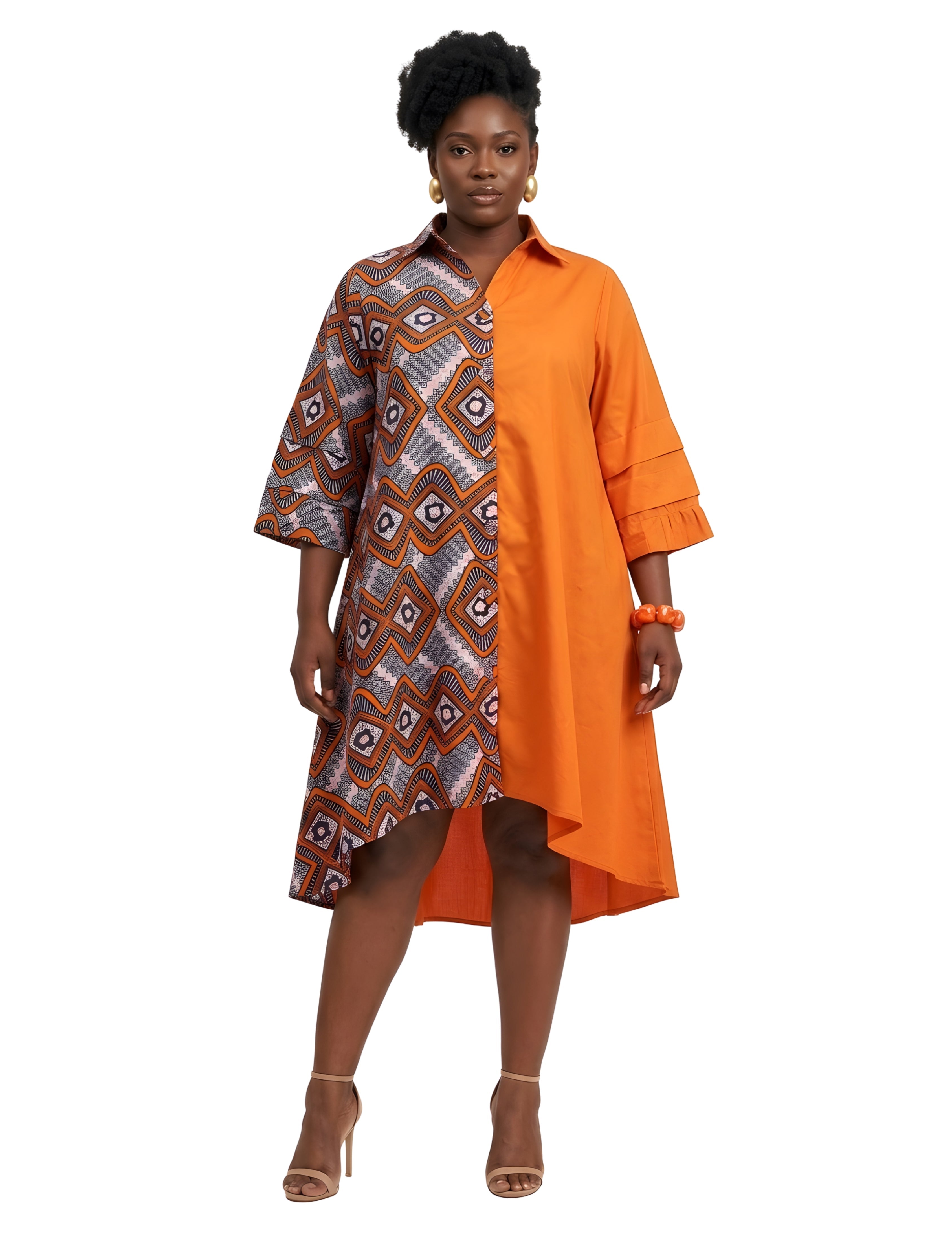 African Accent High Low Swing Dress | One Size