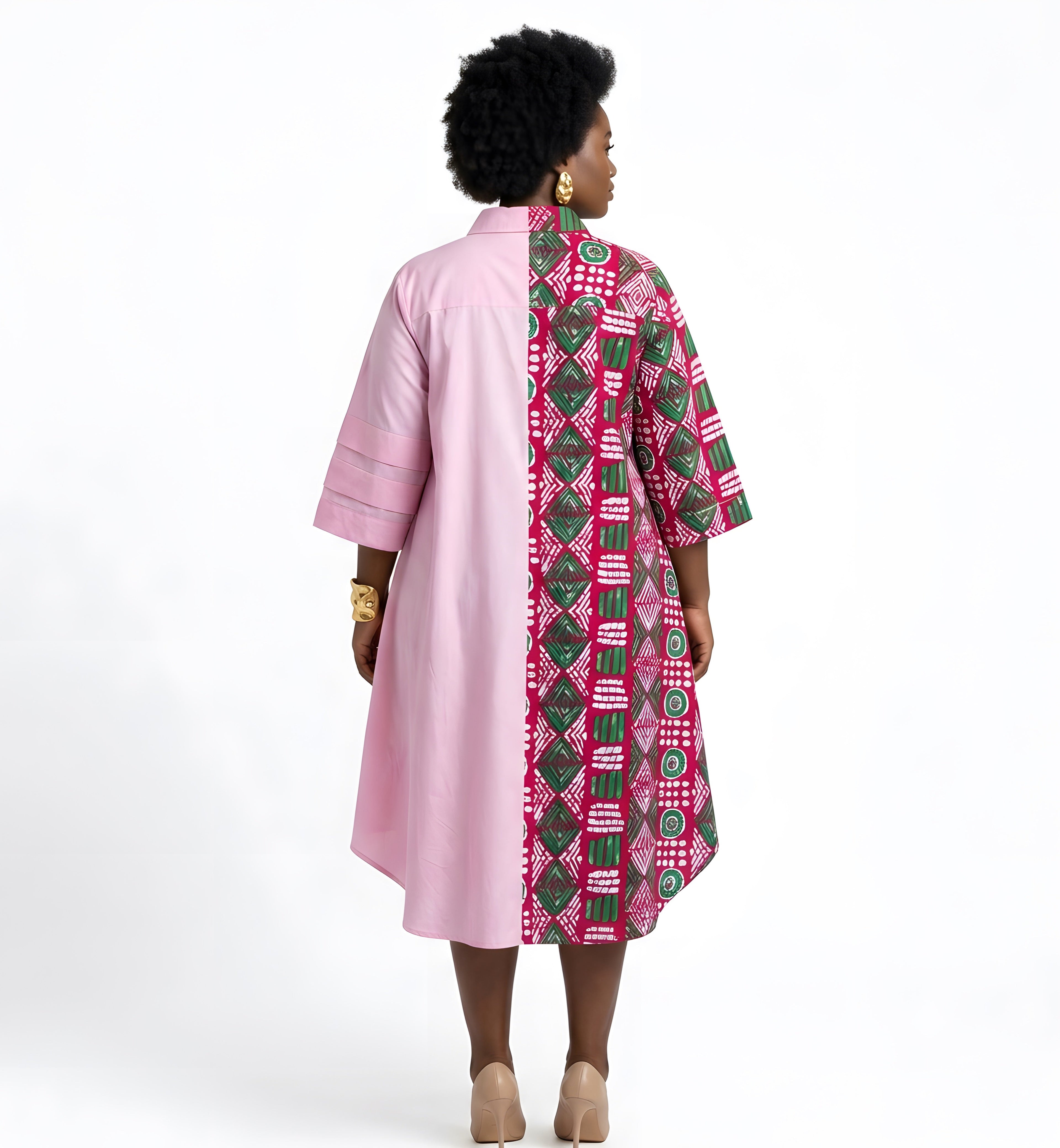 African Accent High Low Swing Dress | One Size