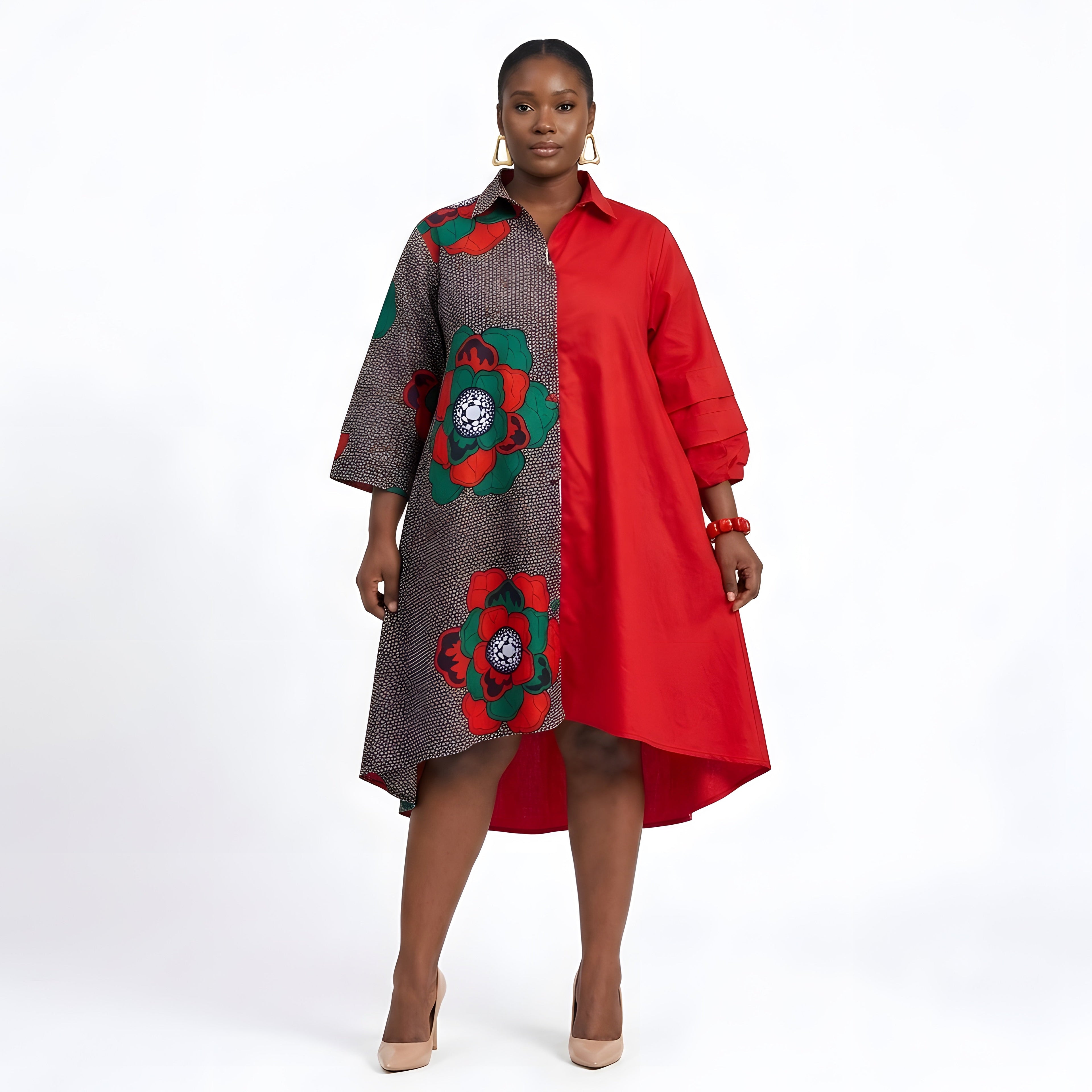 African Accent High Low Swing Dress | One Size