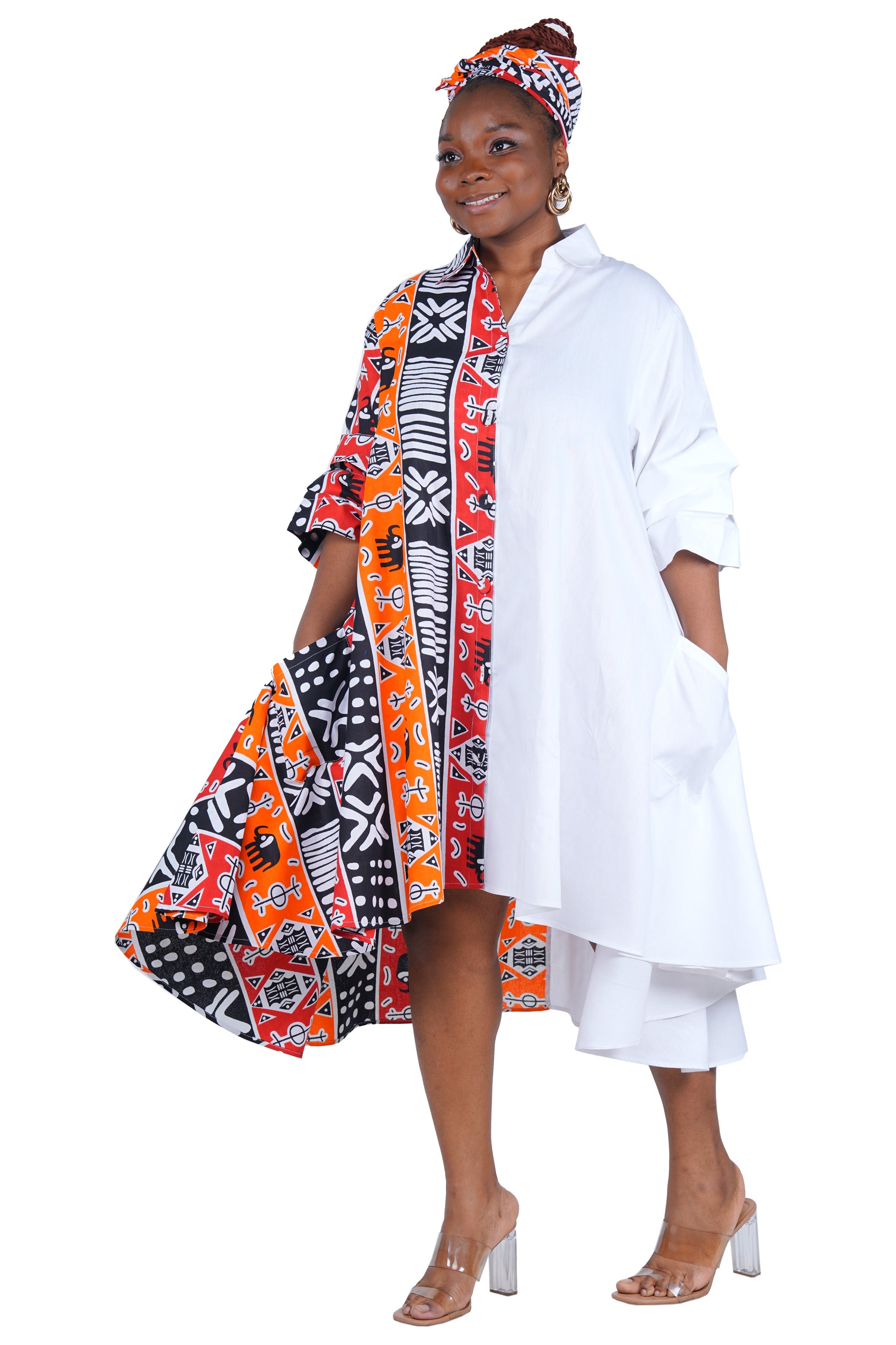 African Accent High Low Swing Dress | One Size