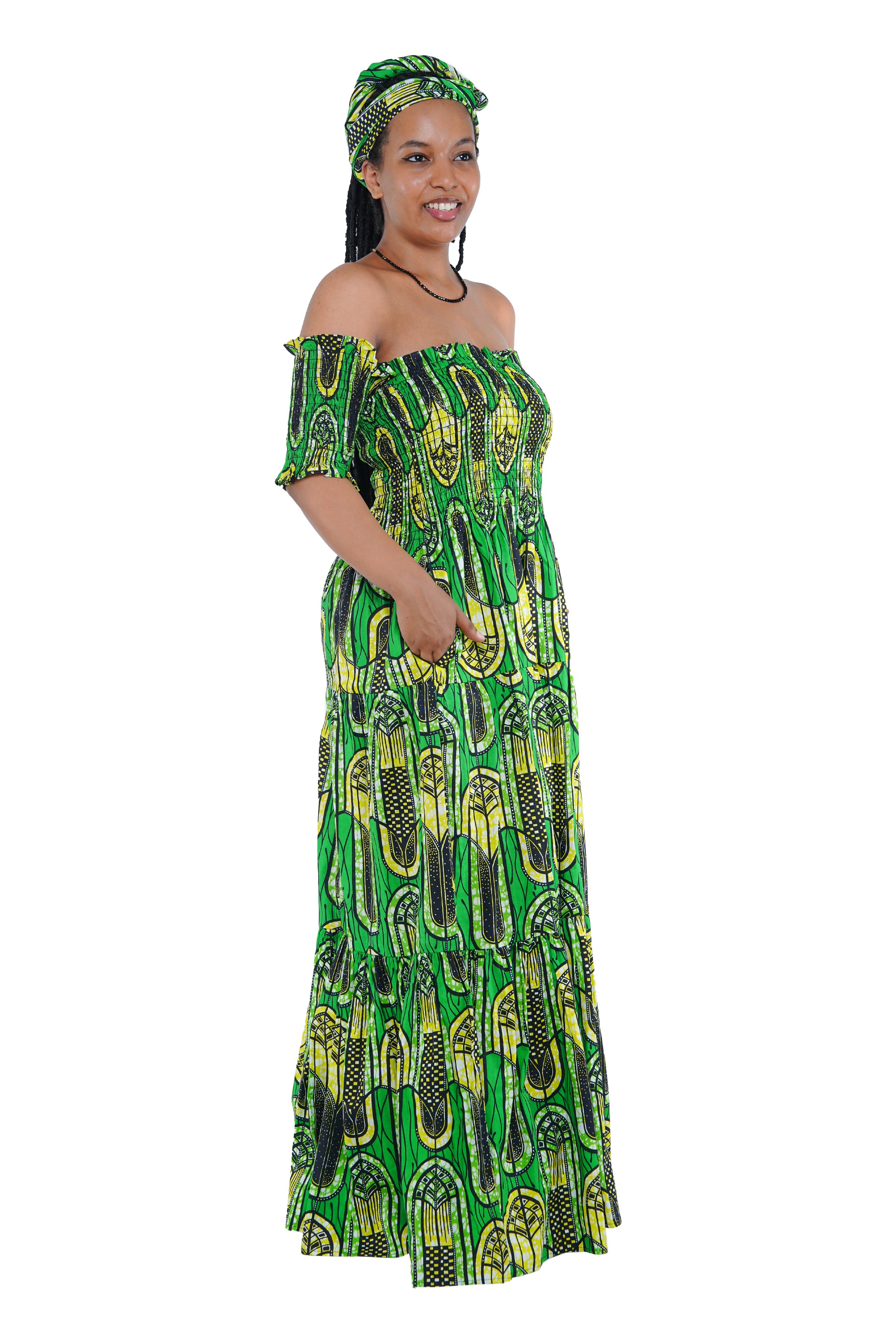 Smocked Off-the-Shoulder Cotton Dress | One Size