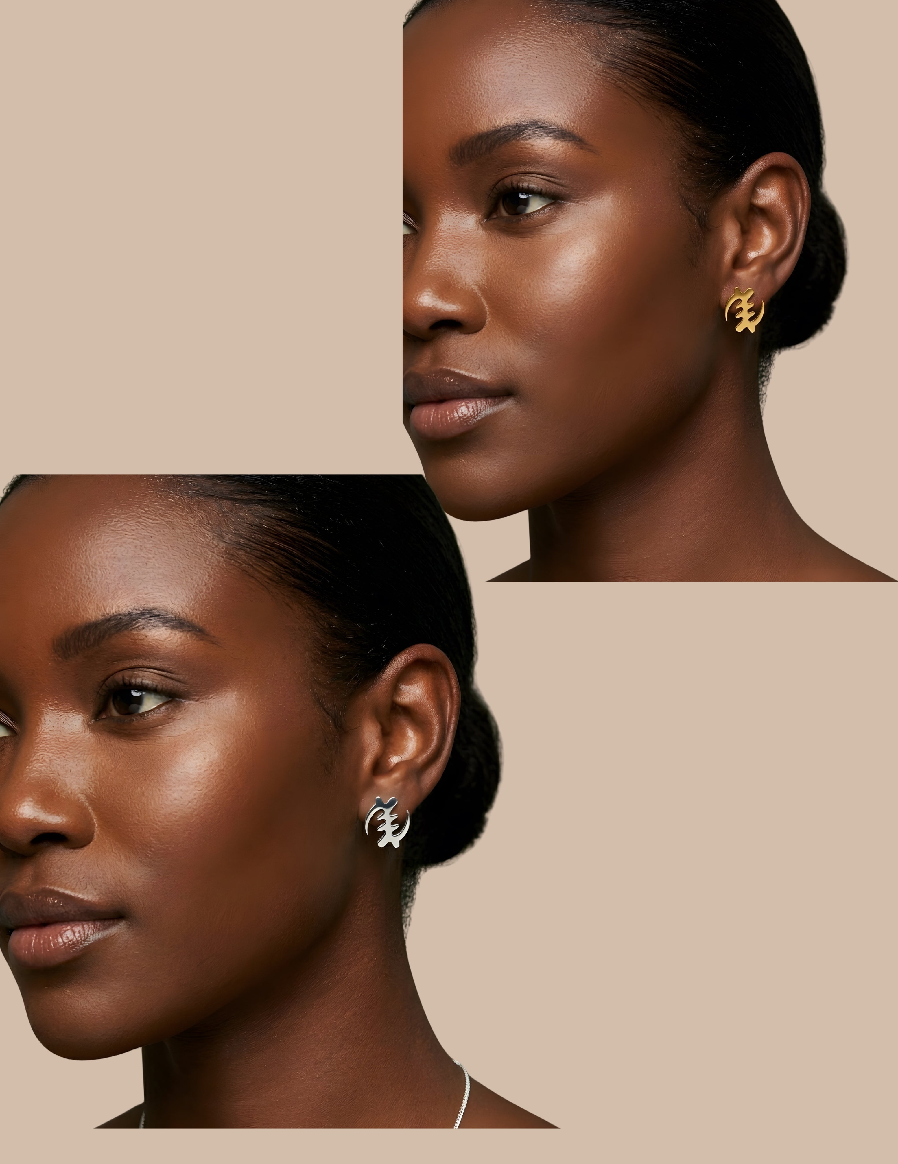 Stainless Steel Gye Nyame Stud Earrings