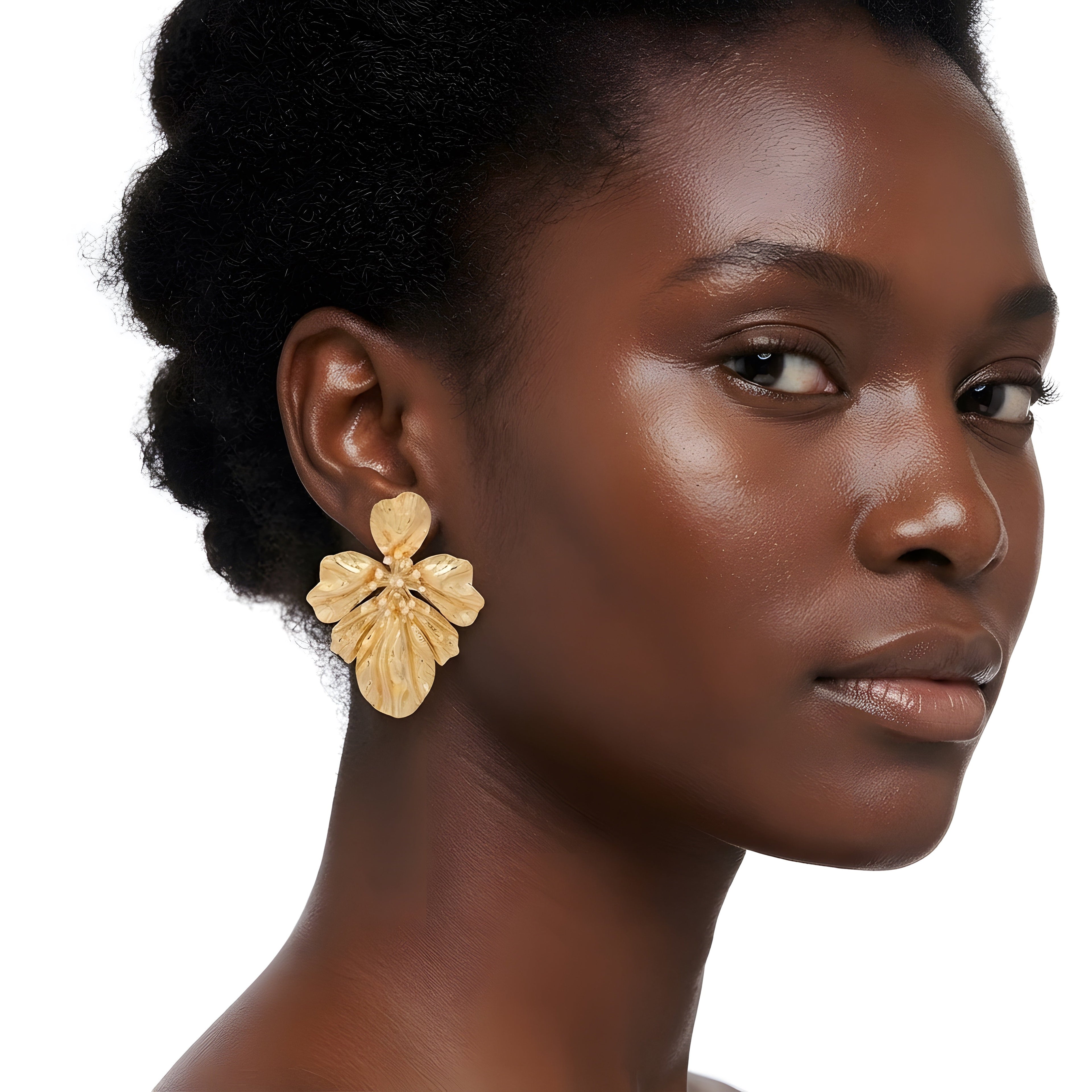 High-End Gold Flower Earrings