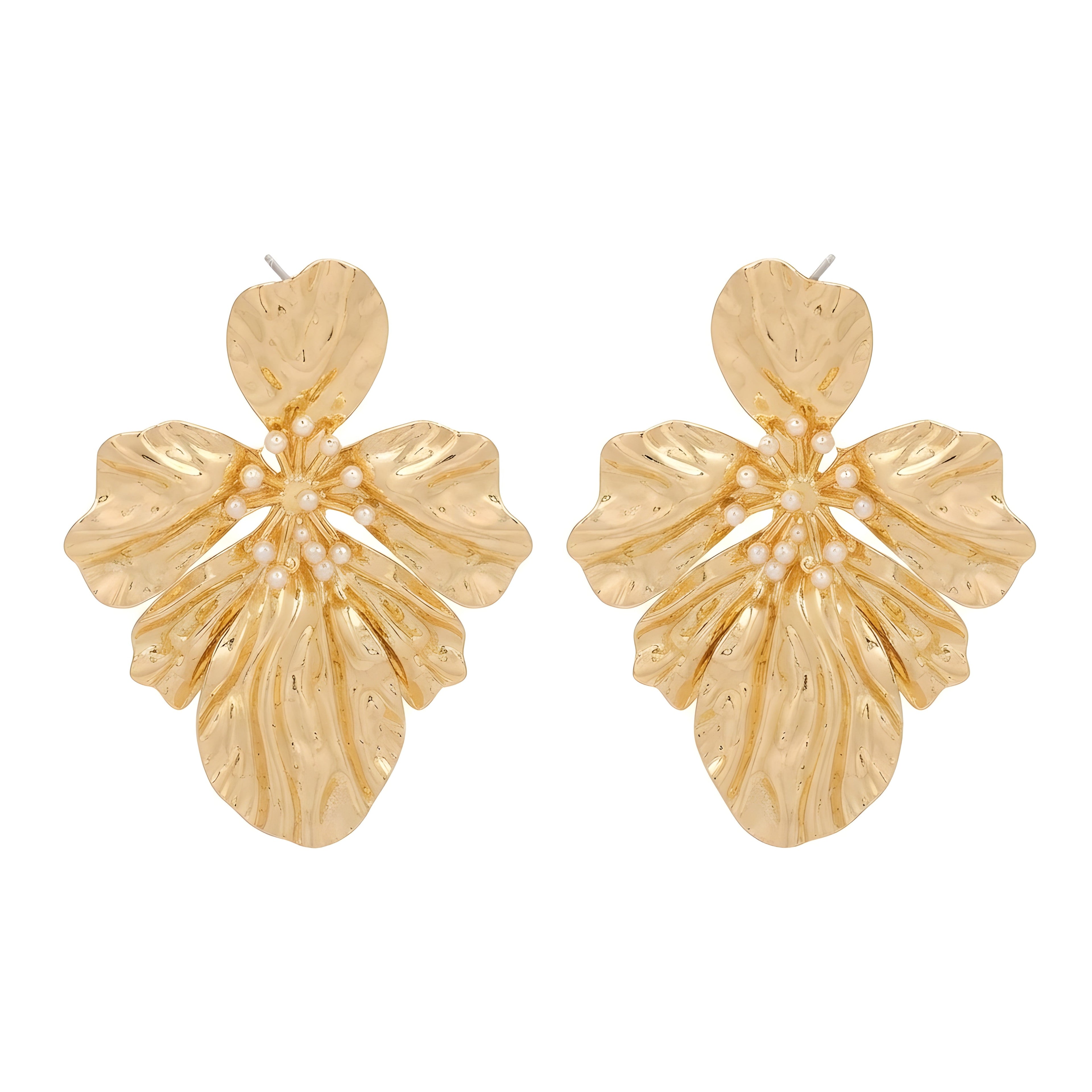 High-End Gold Flower Earrings