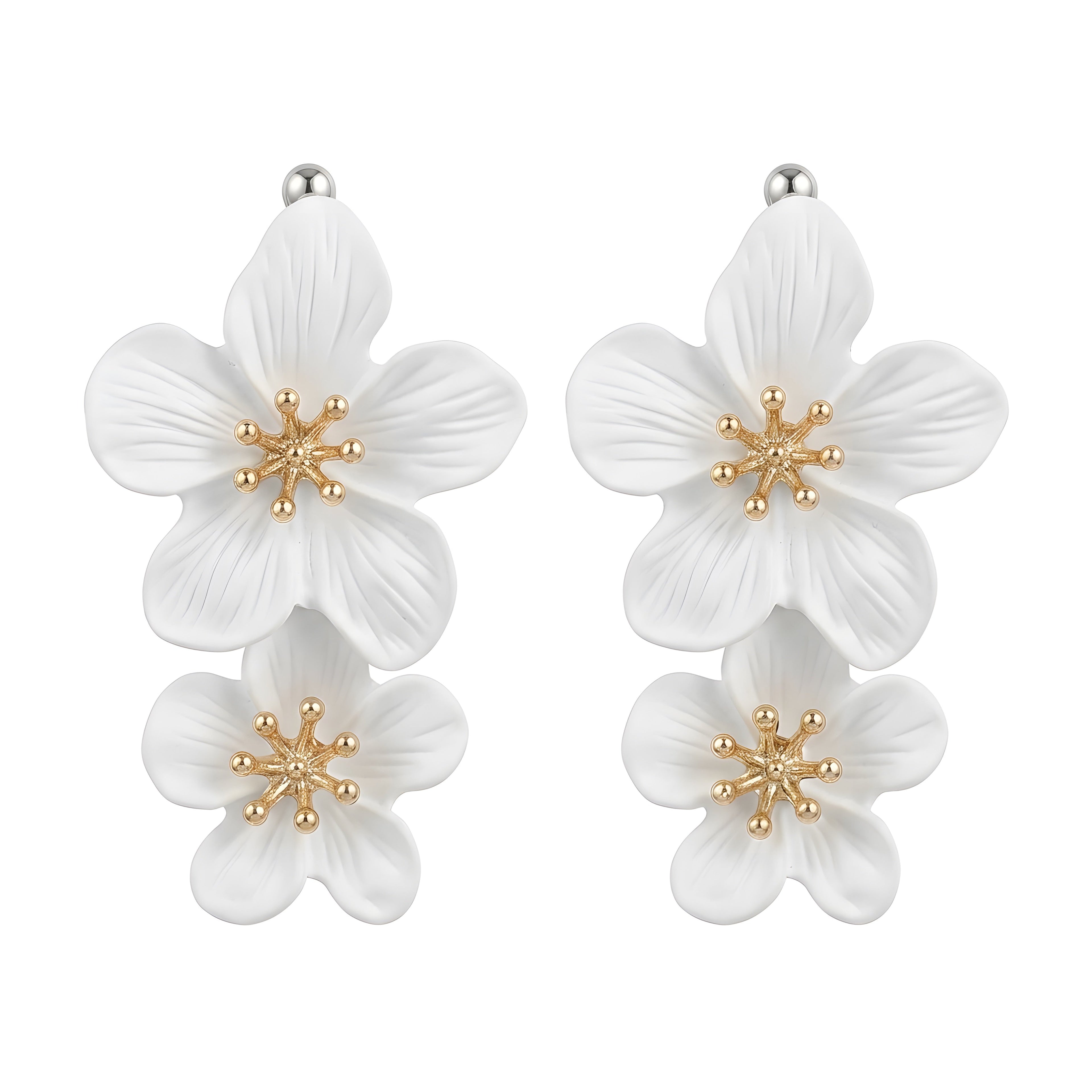 Gold Plated Metal Floral Stud Earrings | 5 Colors