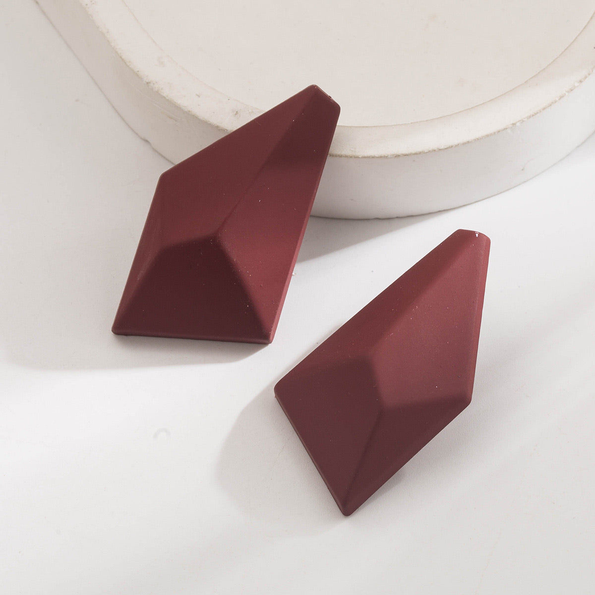 Maroon High End Alloy Irregular Geometric Earrings