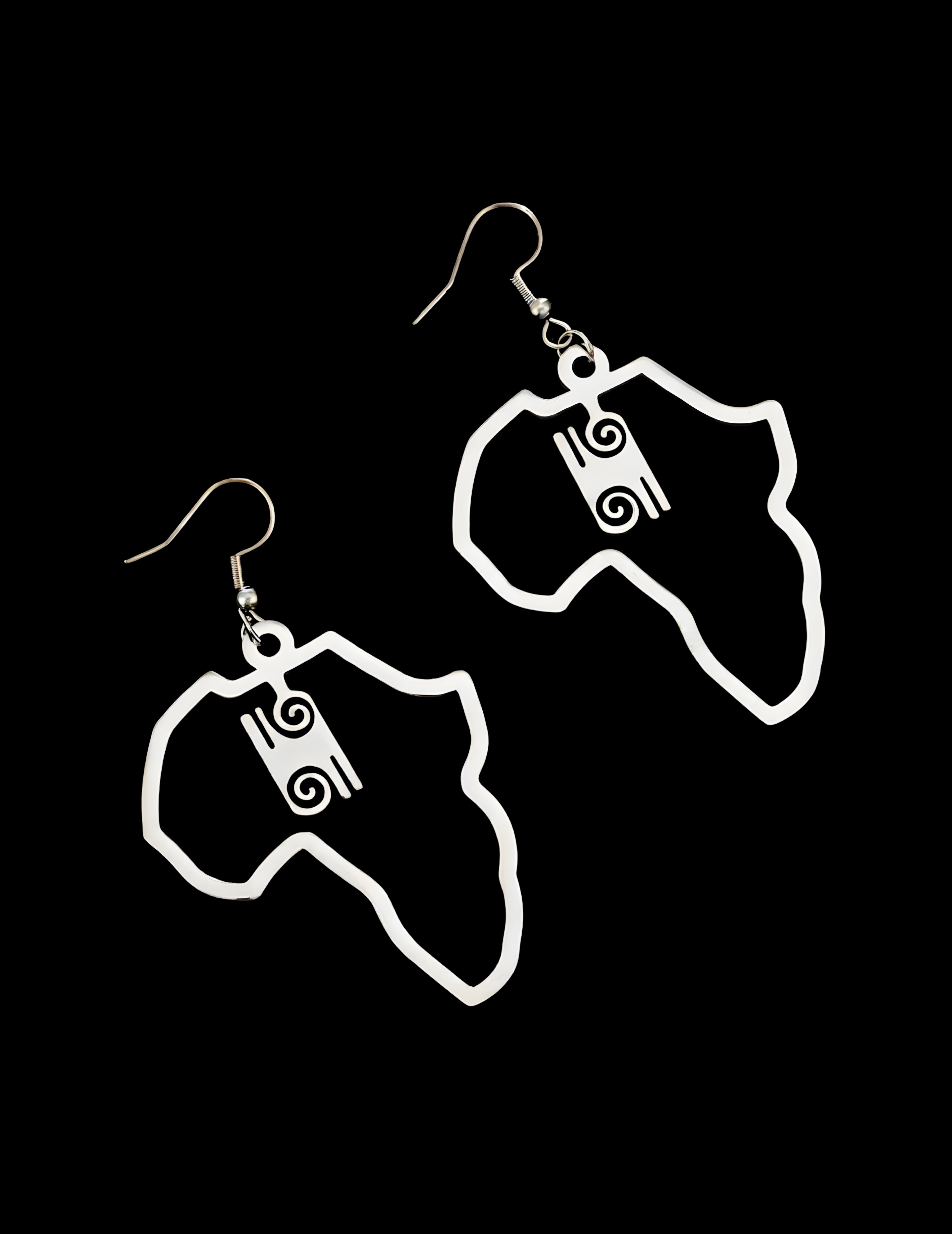 Africa Map With Adinkra Symbol Earrings