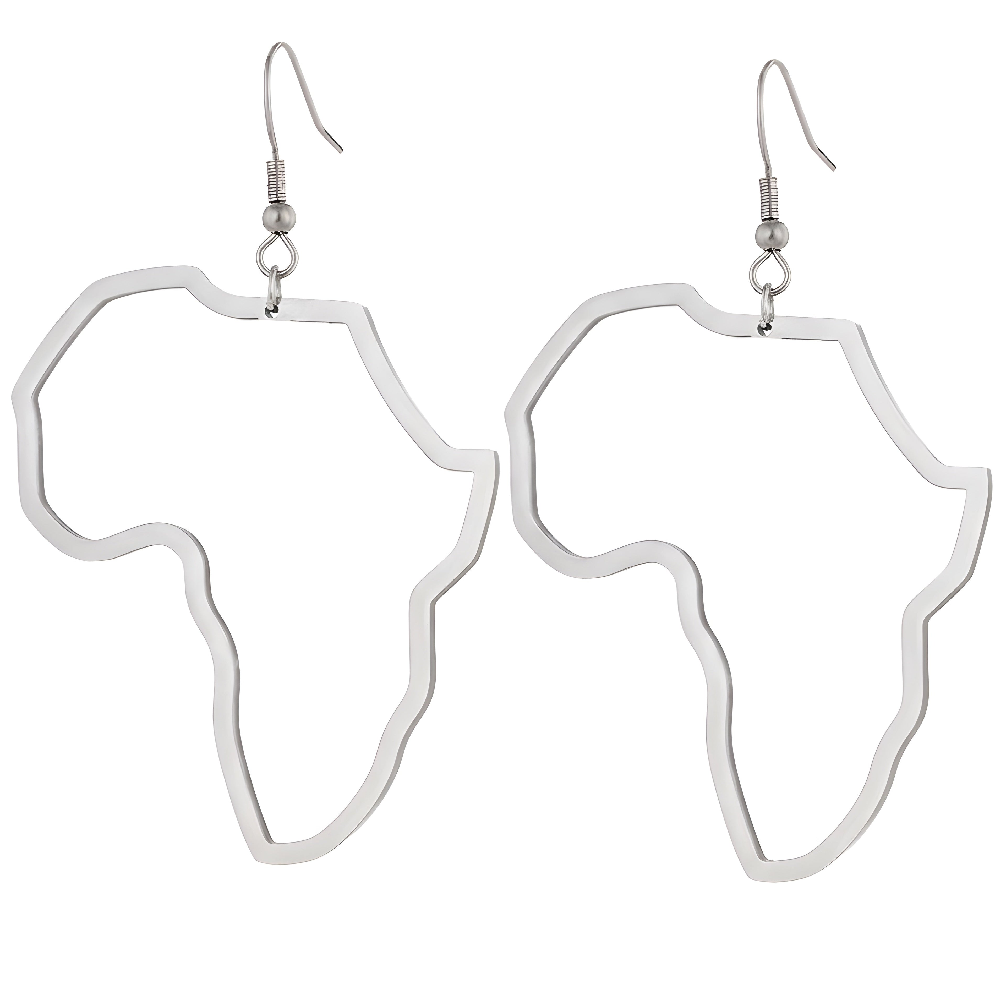 Silver Africa Map Stainless Steel Earrings
