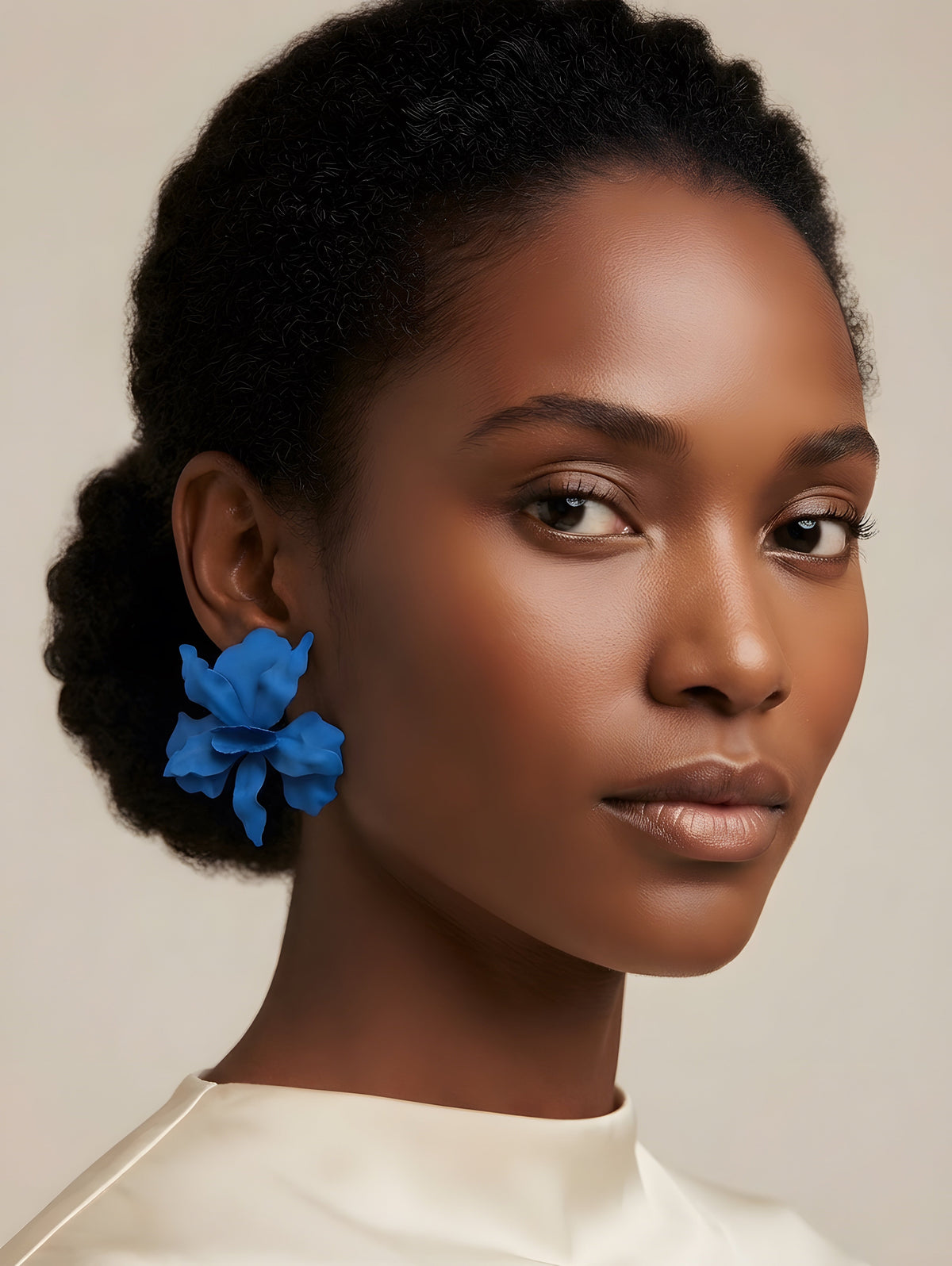 Blue Floral Statement Earrings – Oversized Flower Drop Earrings